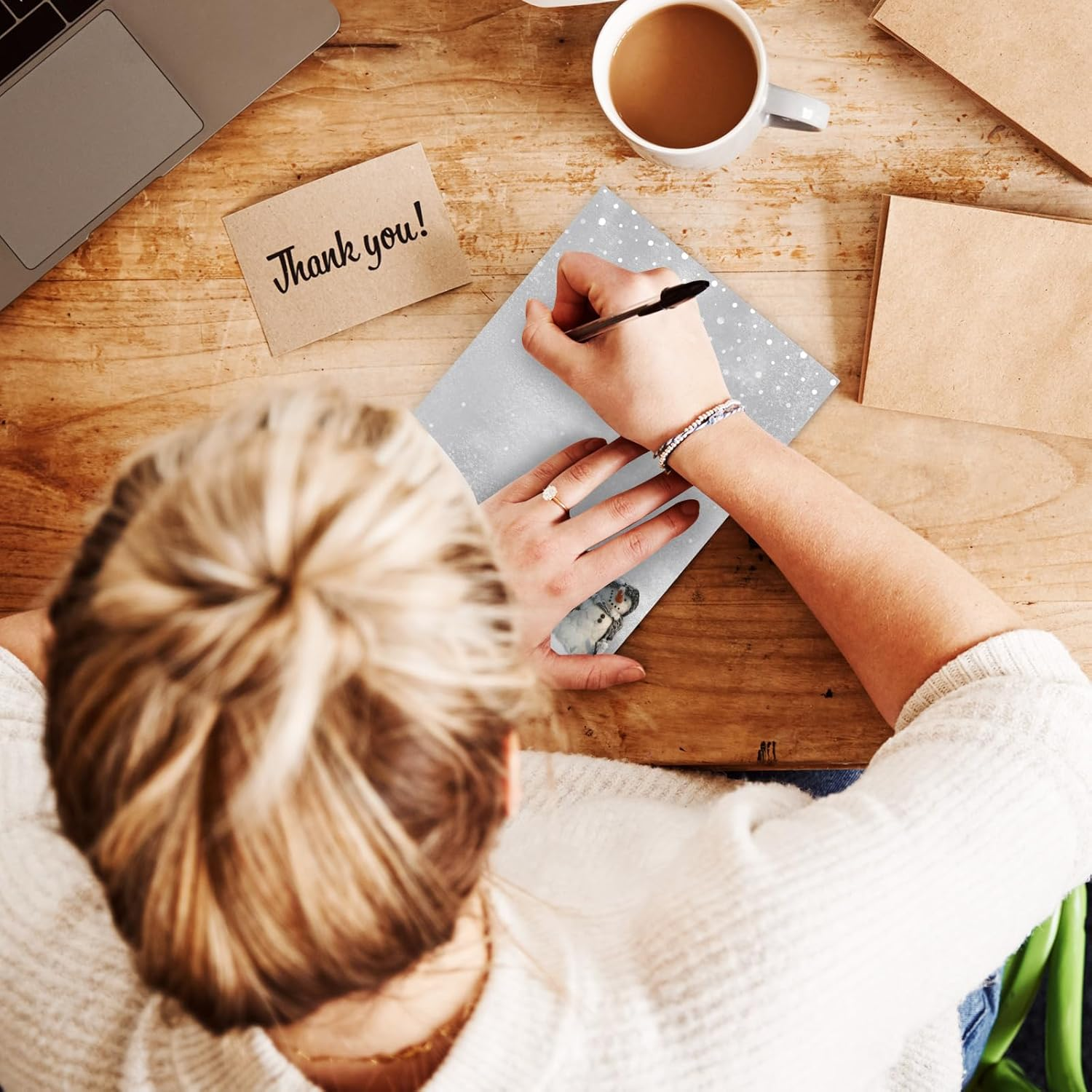 Anydesign 80 Pack Winter Stationery Letterhead Paper Snowman Snowflake Letter Paper Gray Writing Paper Notes Greeting Paper for Christmas Invitation Office Printing Supplies, 8.5 X 11 Inch image number 4