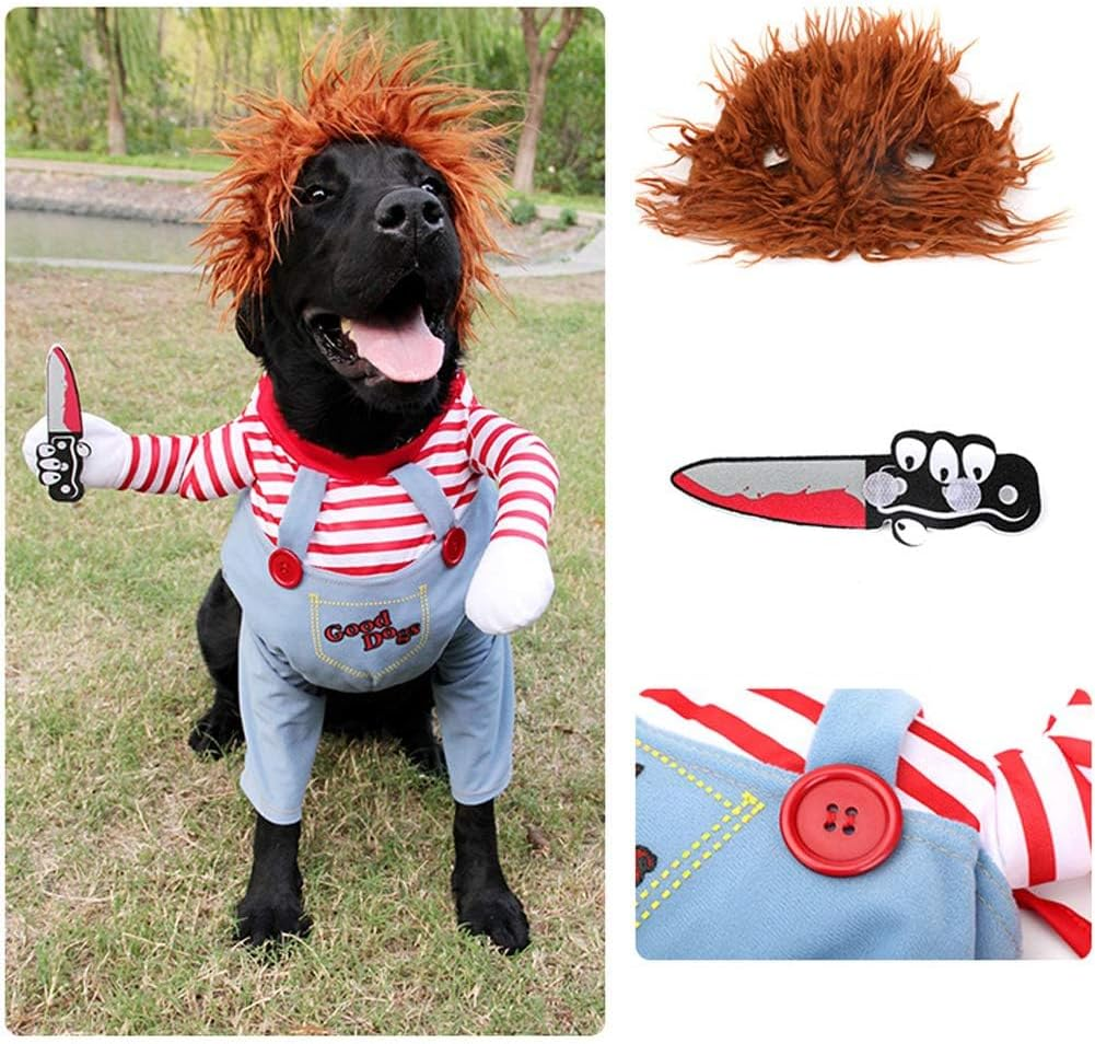 NACOCO Dog Awful Costume Pet Halloween Clothes Cat Cosplay Party Suit Funny Dog Costume Small to Large Dogs (Blue,S) image number 2