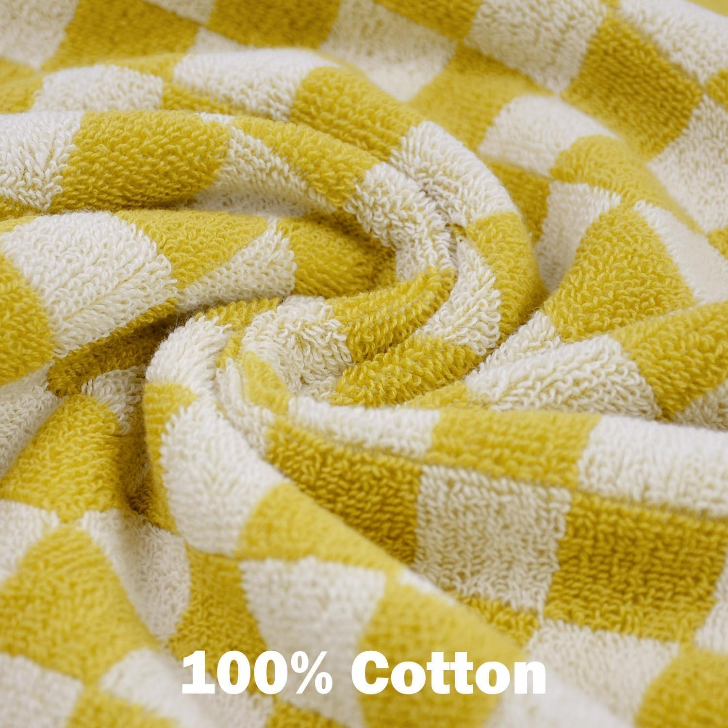 Jacquotha Quick Drying Washcloths - Pack of 12, 13X13 Inches, 100% Cotton Wash Cloths for Showering Spa Kitchen, Yellow Checkered Face Cloths - Orange image number 3