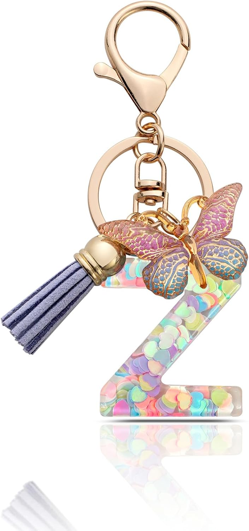Letter Keychains for Girls Butterfly Keychain Key Ring Women image number 6