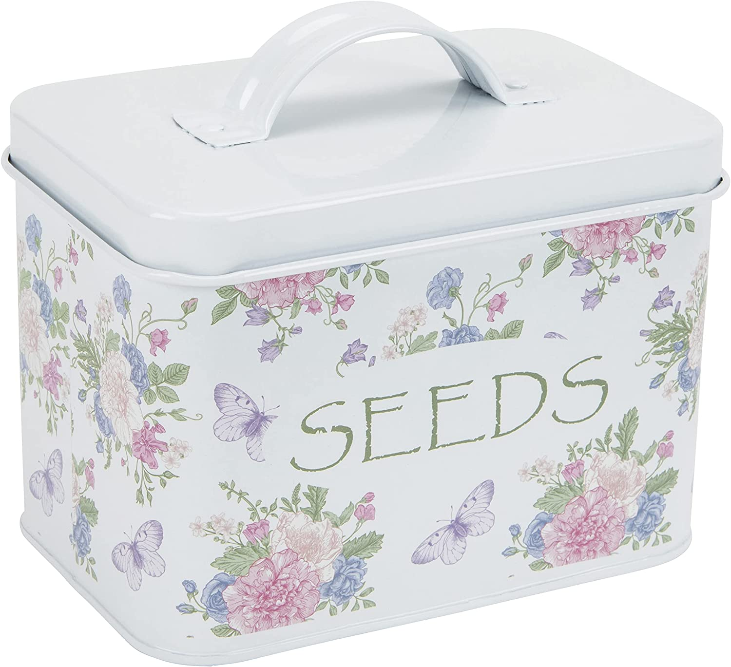 Katai Seed Storage Box &ndash; Durable Metal Seed Organizer Storage Box for Gardeners, Complete Seed Packet Storage Box with Lid, Monthly Dividers, 20 Envelopes & Pencil, Compact Seed Saver, Floral image number 3