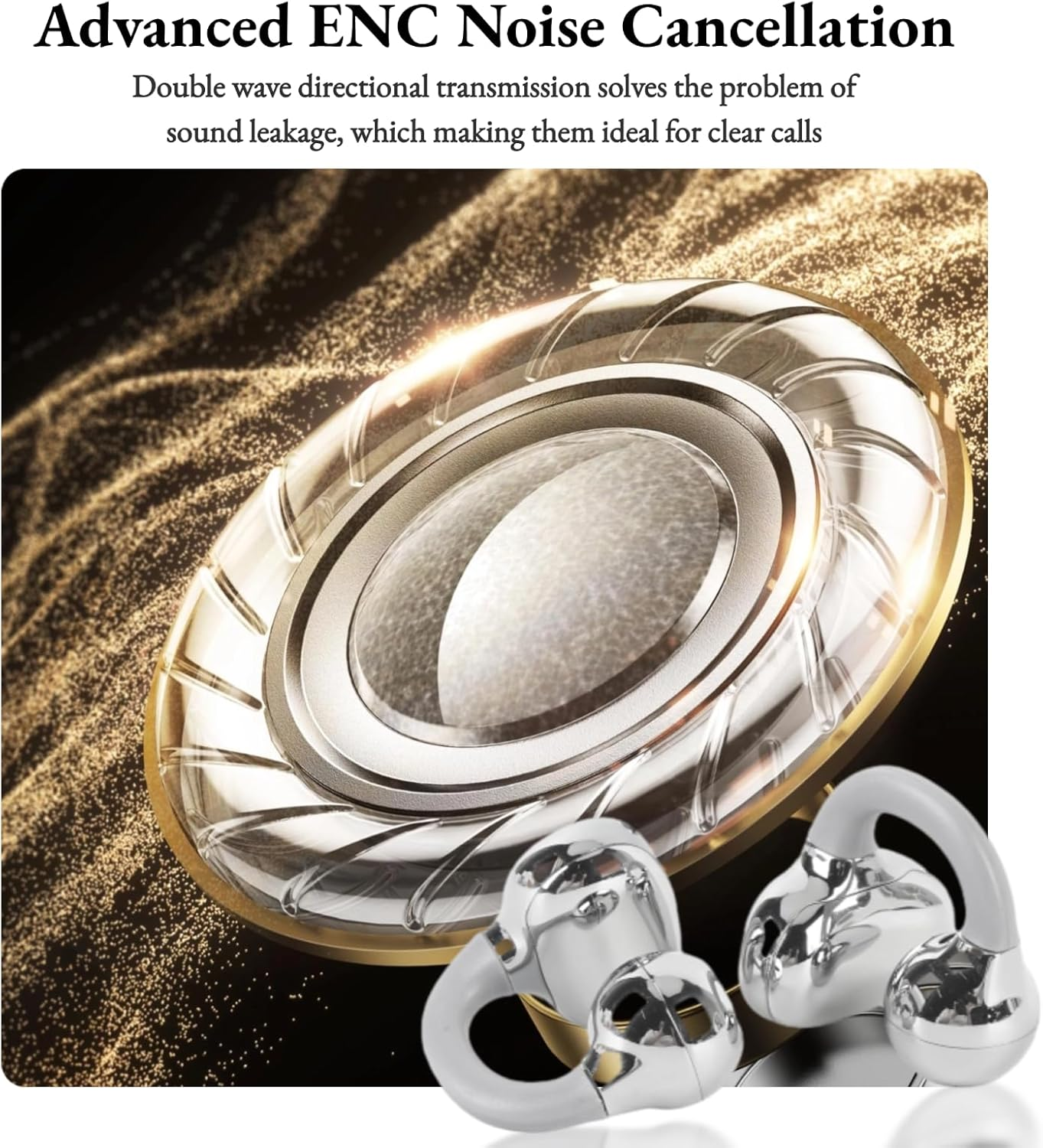 Yanmis Clip on Earbud Bluetooth 5.4, Sports Headphones - Noise Cancellation, Portable IPX4 Water -WL Headphones with Case for Fitness, Comfortable and Safe Fit image number 3