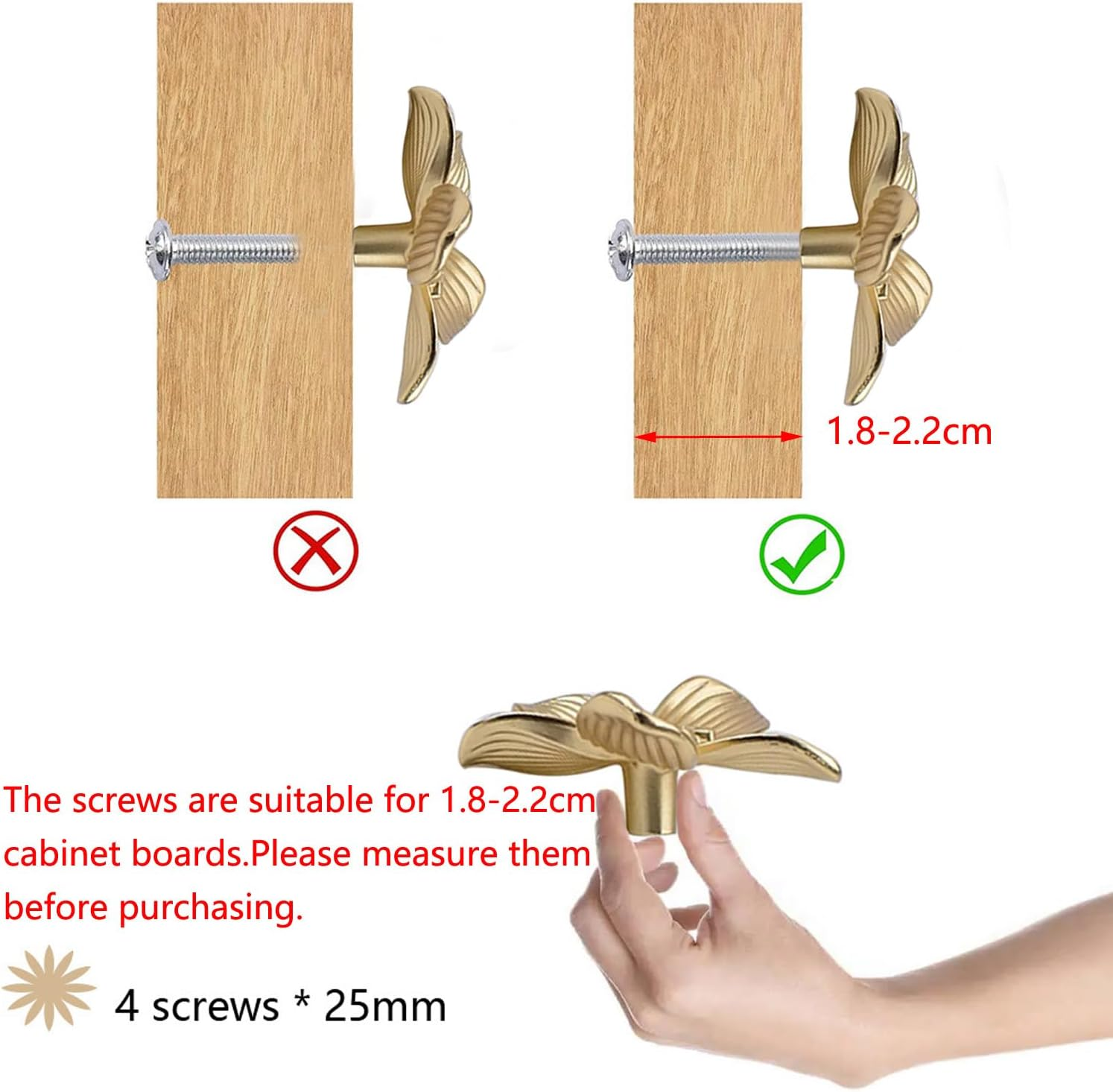 Gold Flower Drawer Knobs Creative Petal Kitchen Cabinet Knobs Dresser Knobs Furniture Cupboard Drawer Pulls Handles for Wardrobe Door Pulls 4Pcs (Flower, 4Pcs) image number 6