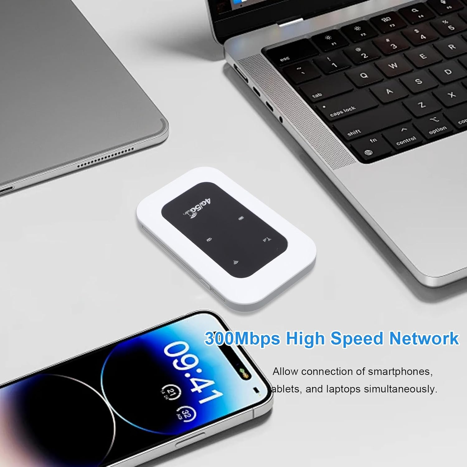 ASHATA 4G 5G Wifi Hotspot, Portable Wifi Mobile Hotspot Device, Plug and Play Connect up to 10 Devices, 2100Mah Battery, with SIM Card Slot, for Travel Campervan Motorhome image number 2