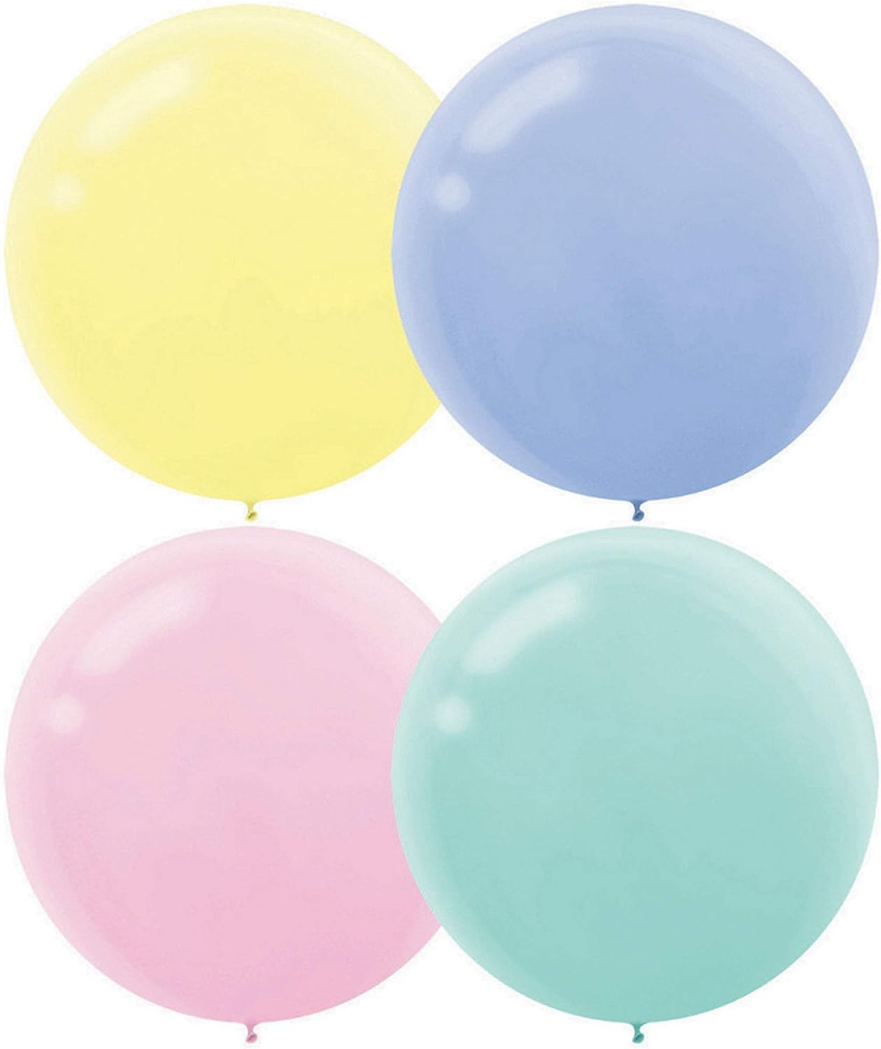 Amscan Pastel Assorted Latex Balloons 4 Pieces, 60 Cm Size, Yellow/Blue/Pink/Green