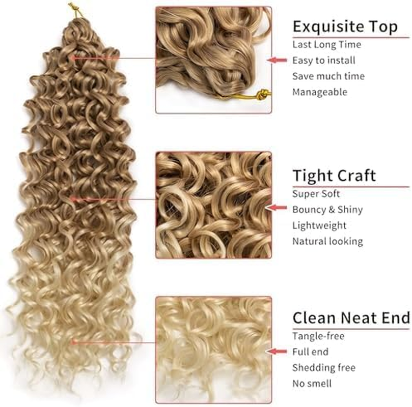 GOGO CURL 27/613, 8 Inches 20 Cm/Pack of 6 Extensions for Braiding Crochet/Per Piece 50 G 24 Strands = 144 Strands 300 G Premium Hair Look + Shower Cap, Jewellery and Hooks Free - 27/613 image number 6