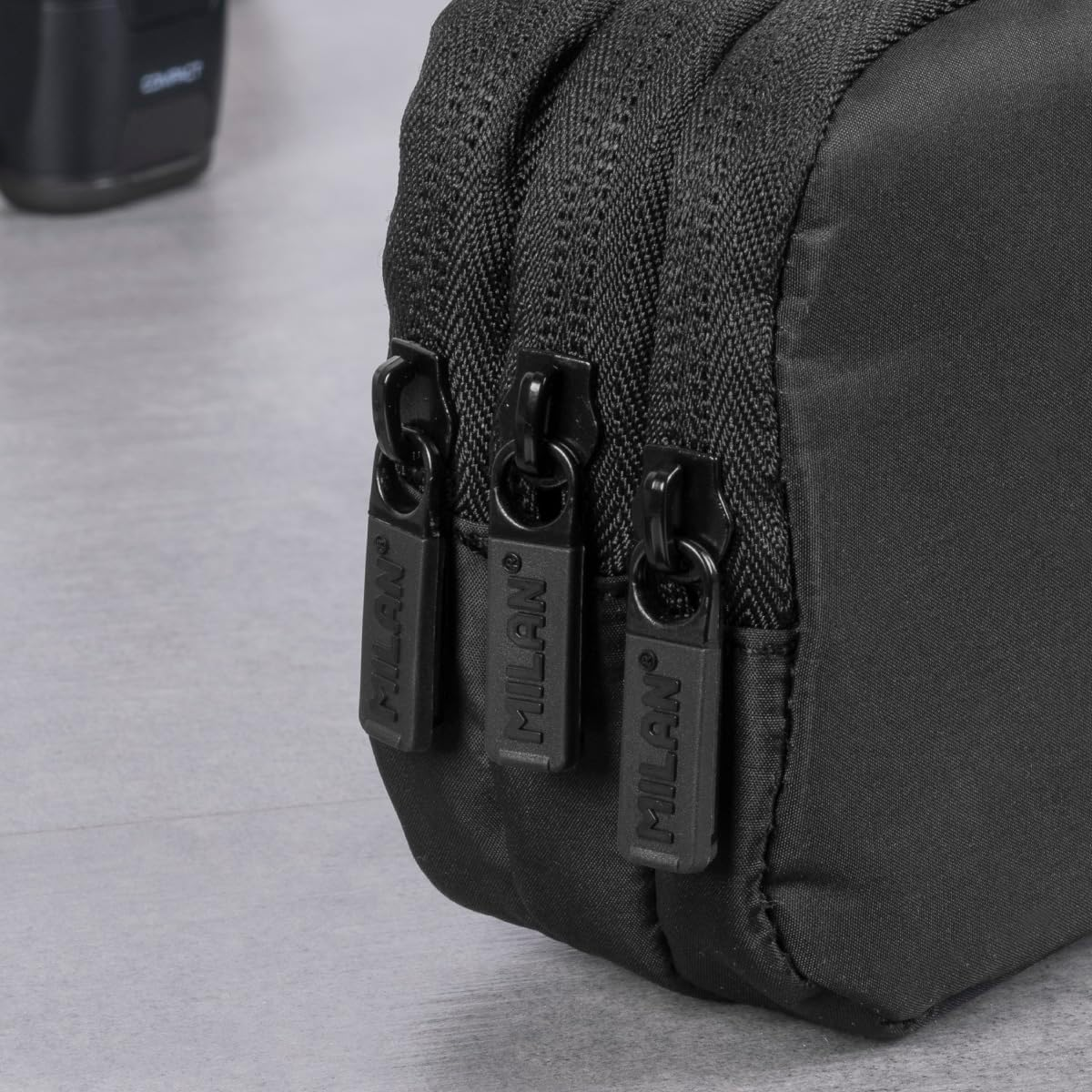 MILAN&reg; Shadow Series Pencil Case with 3 Zips, Black