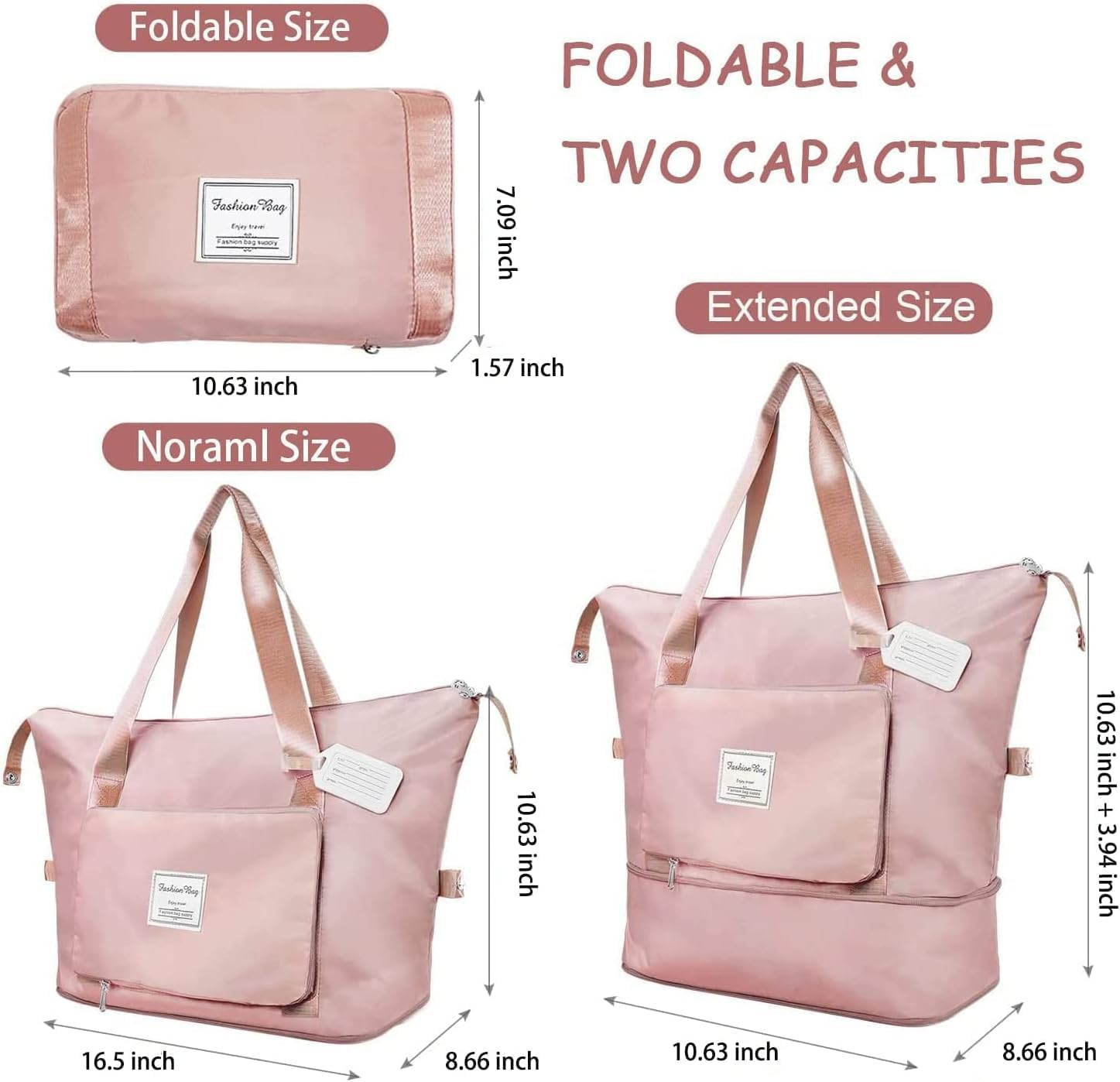 Large Capacity Folding Travel Bag, Travel Duffel Bag with Luggage Tag, Waterproof Lightweight Gym Bag with Wet and Y Separation Bag, for Travel, Sports, Gym, Blue, Folding Travel Bag image number 4