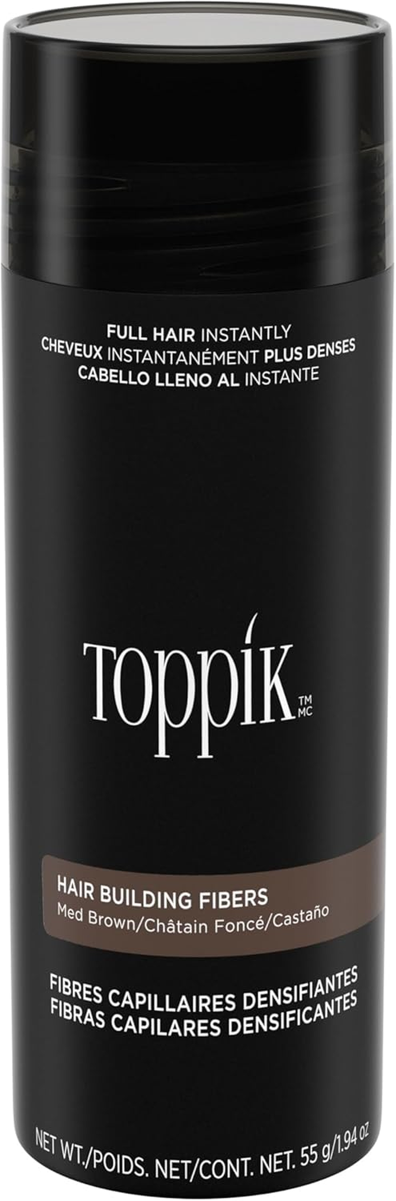 Toppik Hair Building Fibres - Hides Hair Loss - Natural & Fuller Look - Organic Keratin - Easy to Apply - for Men and Women - Hair Care - Hair Loss Products - Hairline Powder - 55G - Medium Brown