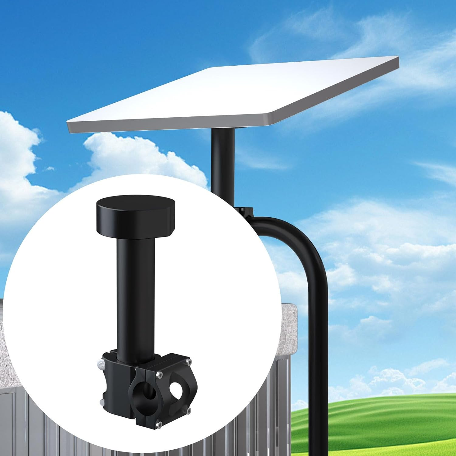 Starlink Mini Roof Rack Mount, 1/4"-20 and 3/8"-16 Threaded Stainless Steels Mount Adapter for Starlink Mini, RV Ladder Mount Suitable for Pipe Diameters of 0.8-1.17In image number 4