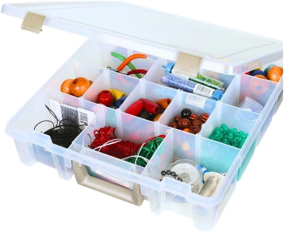 Artbin 9007AB Super Satchel with Removable Dividers, Portable Art & Craft Organizer with Handle, [1] Plastic Storage Case, Clear image number 4