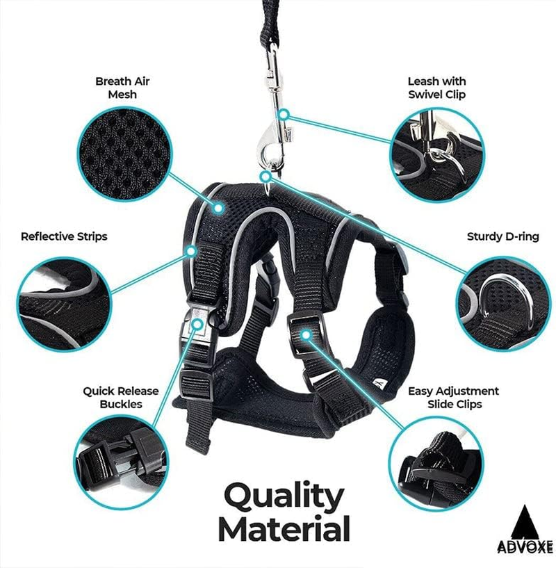 AIMALL Cat Dog Harness & Leash Walking Escape Proof Adjustable Reflective Vest Harness, Breathable Comfort Fit for Outdoor Activities, Neck 8.5-11", Chest 13.5-16" image number 5