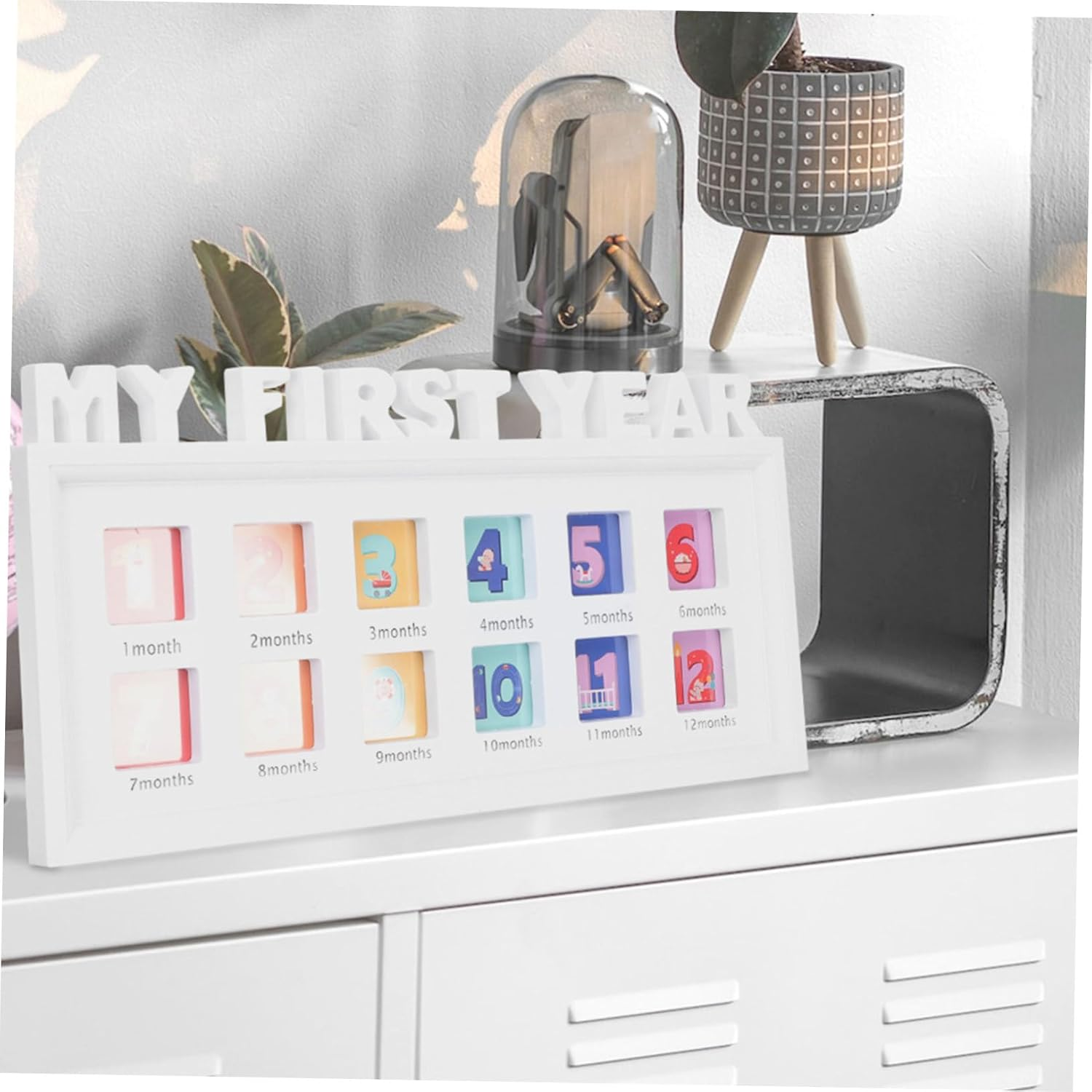 Toddmomy Boy Girl Growth Photo Frame Month Milestone Frame Back Stand White Picture Holder for First Year image number 4