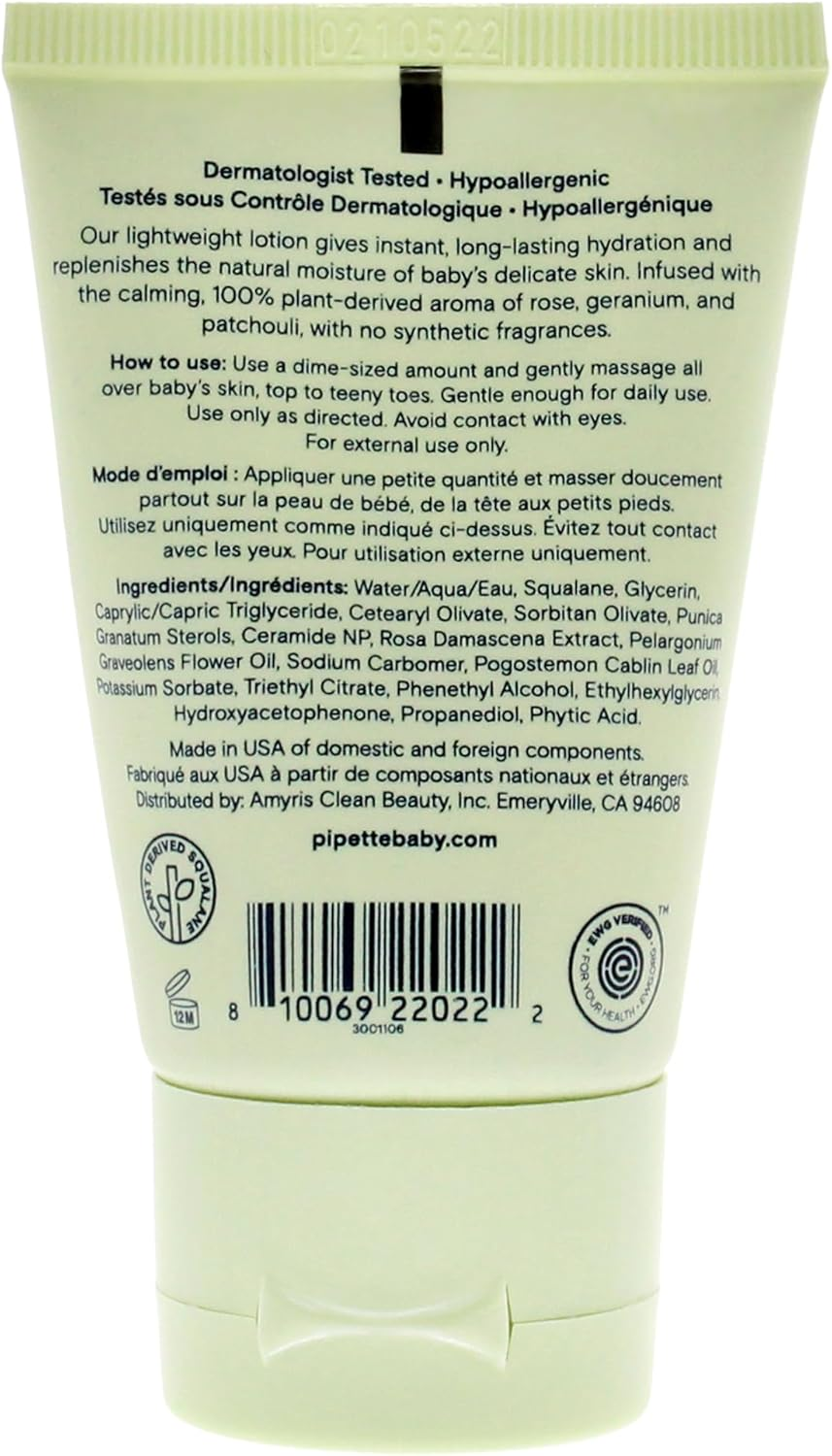 Baby Lotion - Rose plus Geranium by Pipette for Kids - 1.69 Oz Lotion image number 1