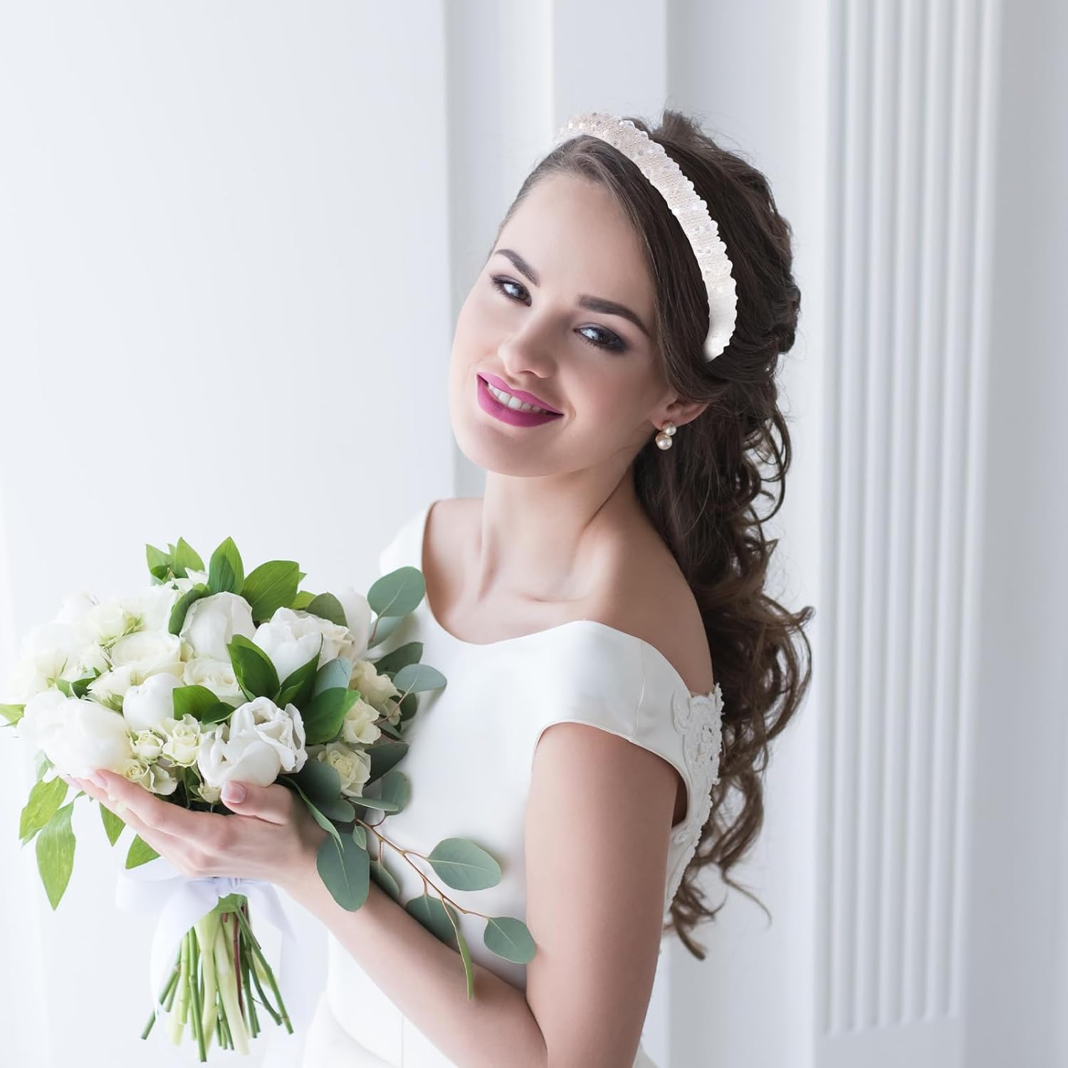 Pack of 3 Women'S Headband with Crystal Beads, Glitter Headband, Rhinestone Hair Band, Bling, Crystal Headbands, Wedding, Evening Party, Prom, Fashionable Padded Headband image number 3