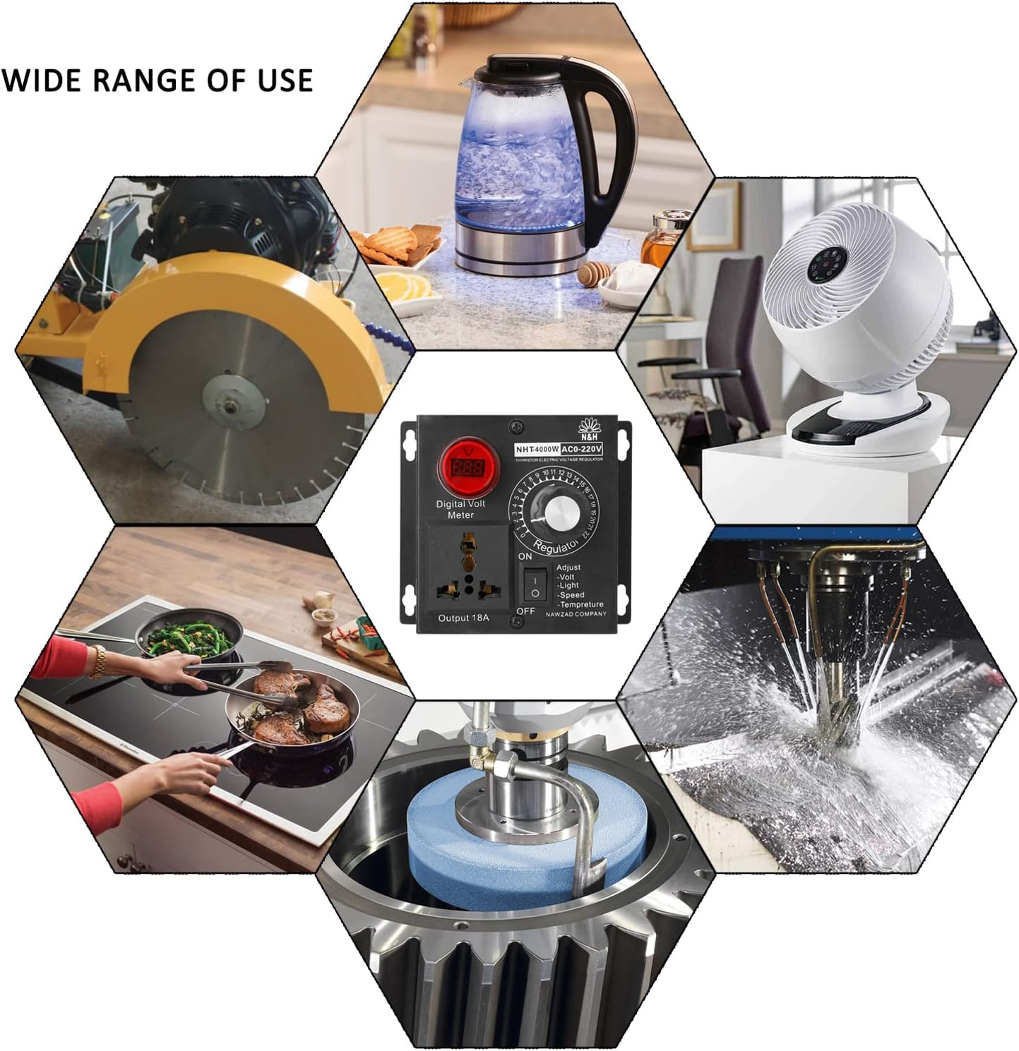 Mingzhe AC 220V 4000W Compact Variable Voltage Controller Portable Speed Temperature Light Voltage Adjuatable Dimmer image number 4