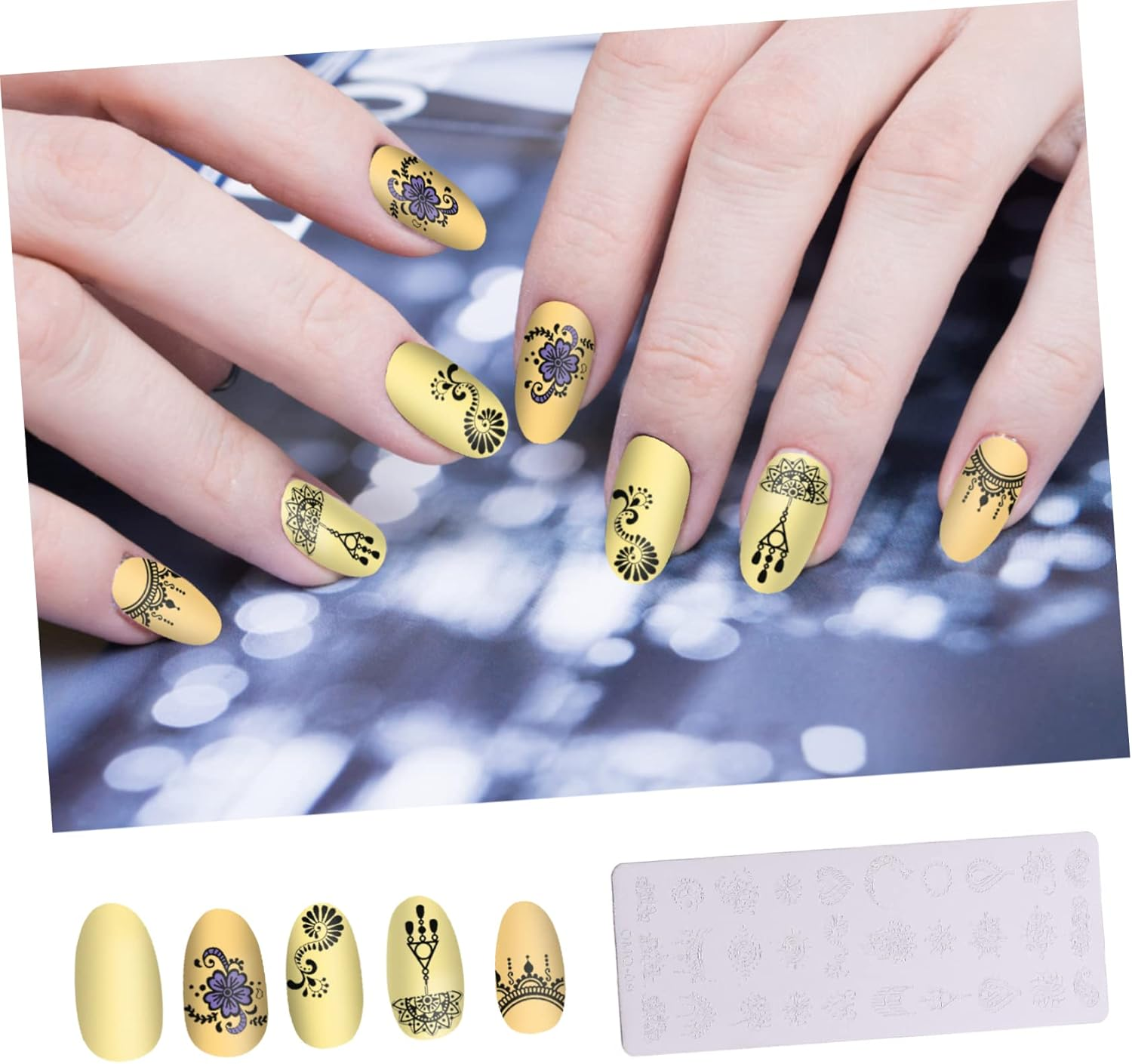 MUCKLILY 3Pcs Nail Art Print Template Metal Nail Stamper Plates Flower Art Stencils for DIY Manicure image number 2