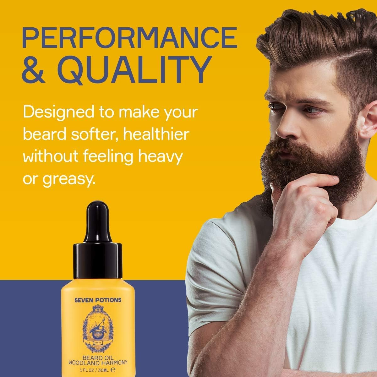 Seven Potions Premium Beard Oil for Men &mdash; Jojoba Oil Beard Softener to Nourish Skin, Hair, and Stop Beard Itch &mdash; All-Natural, Vegan, Cruelty Free &mdash; Woodland Harmony Scent (30Ml) image number 5