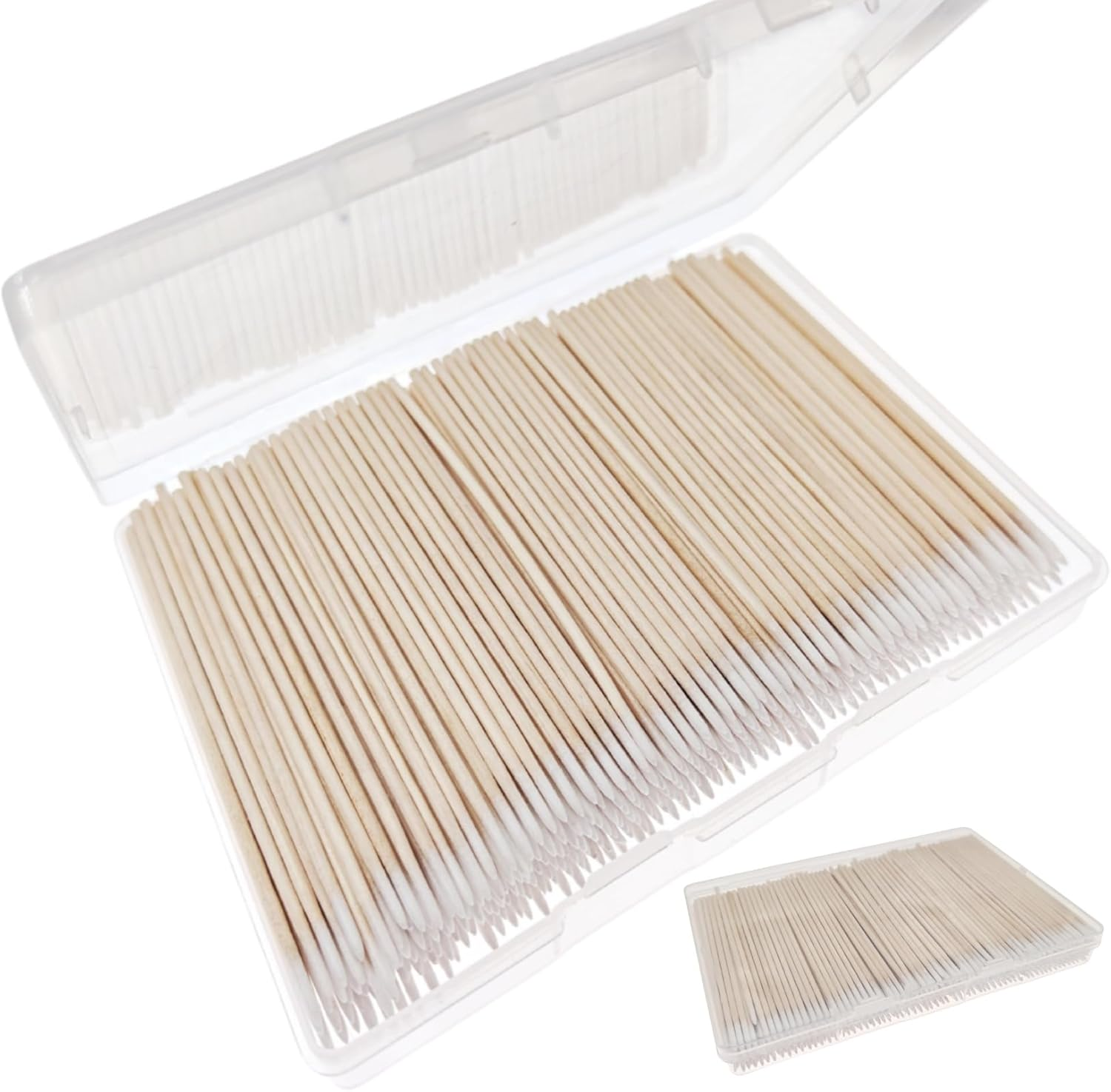 400Pcs Pointed Cotton Swabs, 4 Inch Precision Microblading Cotton Swab Cotton Sticks Applicator for Eyebrow Tattoo Beauty Make-Up Nail Clean, Wood Handle Pointed Tip Head