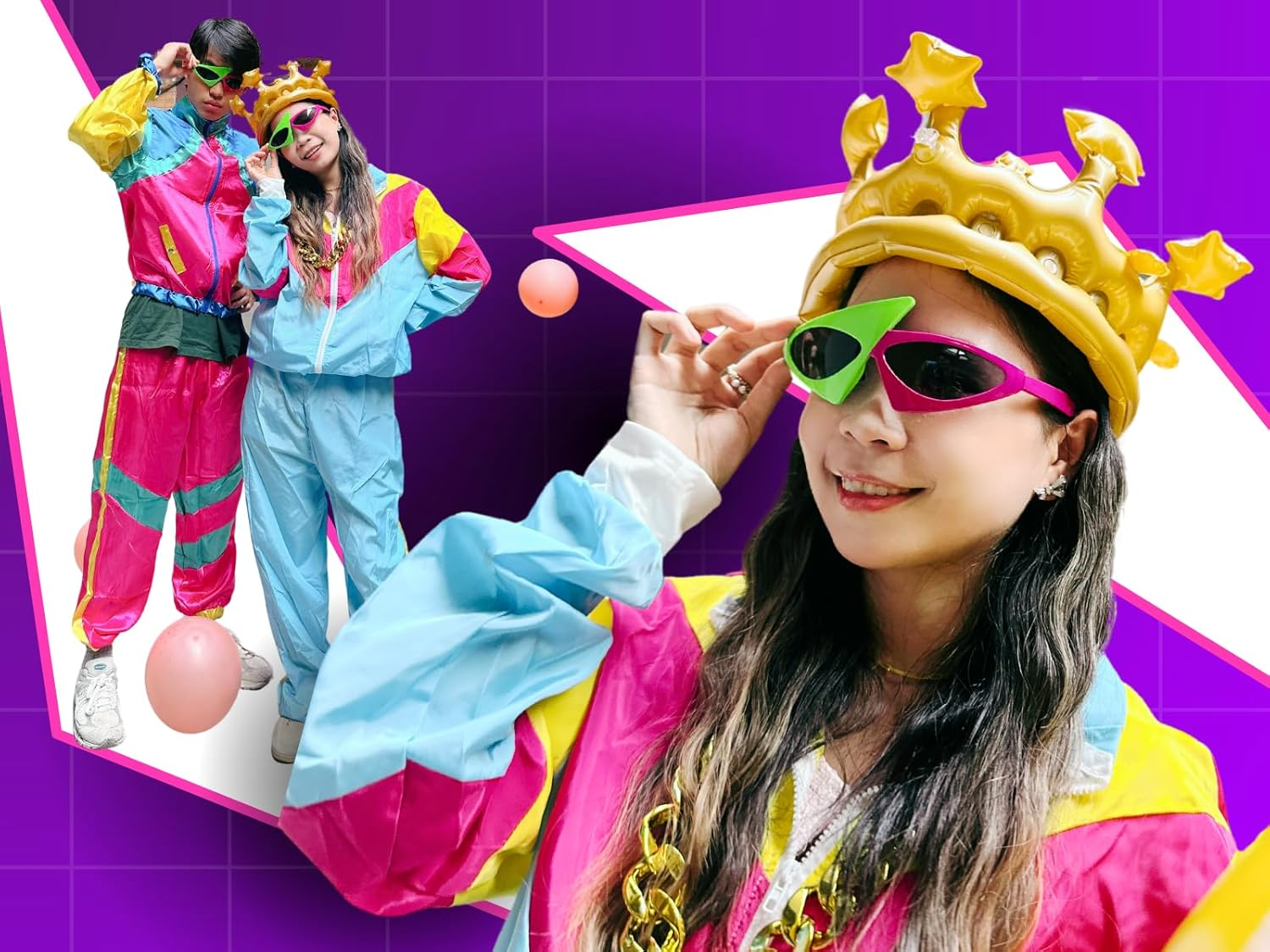 Novelty Party Sunglasses 80S Asymmetric Glasses Neon Glasses for Hip Hop Dance Halloween Party image number 6