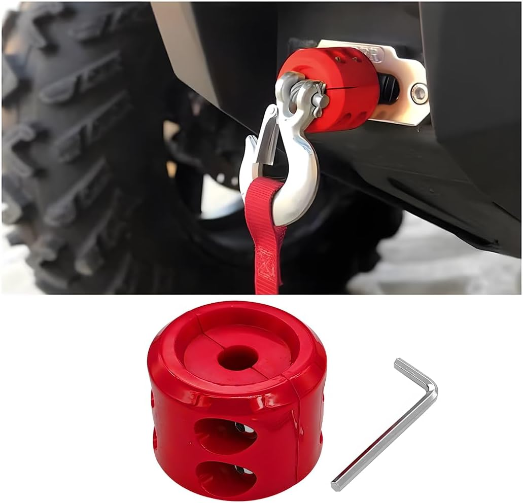Car Rubber Winch Stopper for ATV UTV Truck, Cable Saver Hook Stopper Line for Synthetic Rope, Bump Shock Saver Dampener with Stainless Steel Screw and Nut, Quick Installation Tool (Orange)