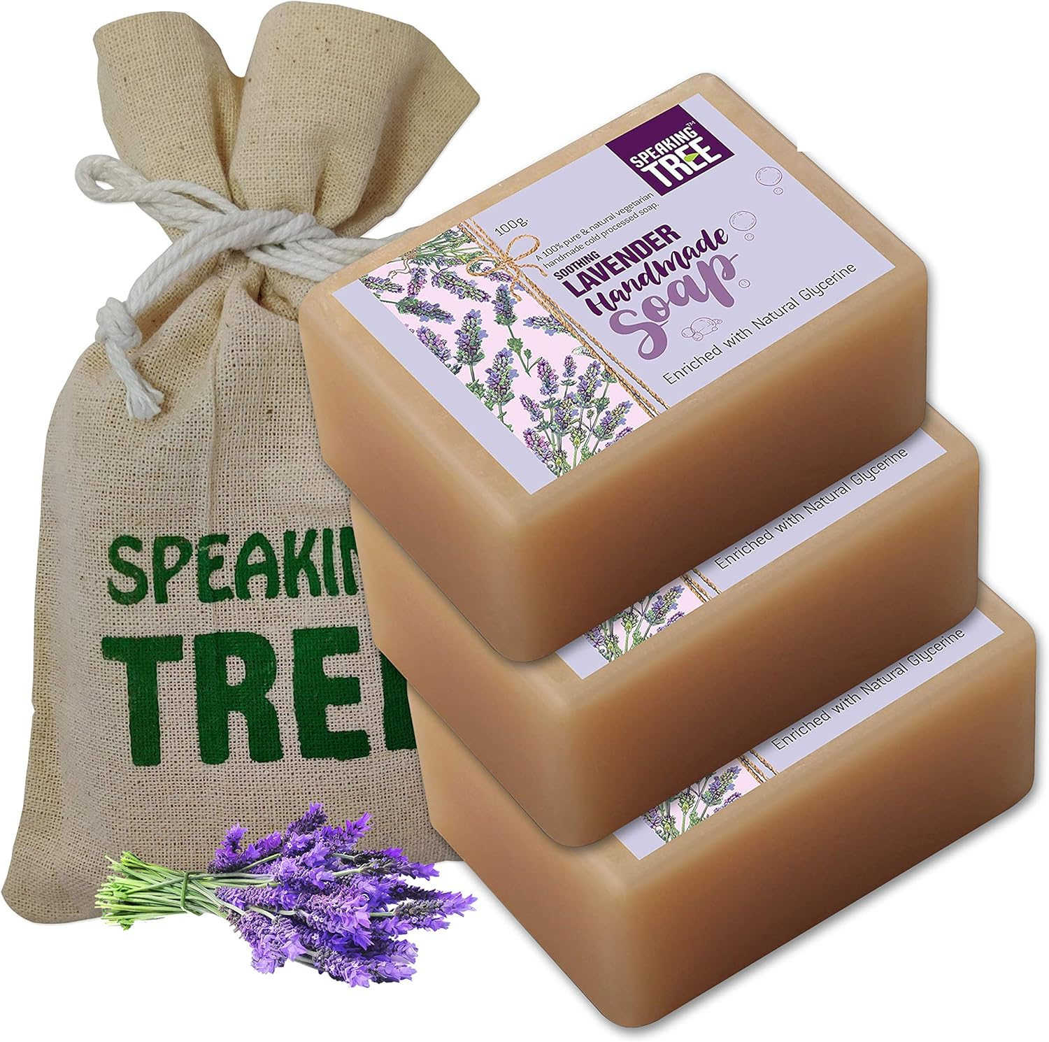 Speaking Tree - Soothing Lavender Specially Formulated and Cold Processed Handmade Soap for Perfectly Clean Skin (Pack of 3) image number 4
