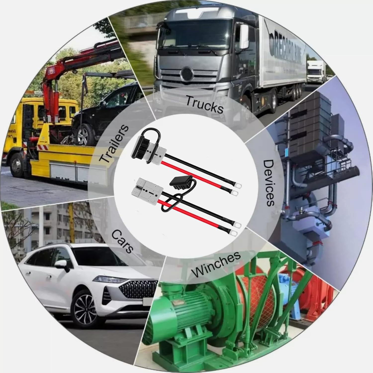 KUGONT 2Pcs 50 Amp Anderson Style Plug,40Cm 8AWG Cable Connector Battery Cables Quick Connectors, 600V Jumper Cable Plug Connector Kit,12V Wire Harness Plug Connector Kit for Car Winch Trailer image number 1