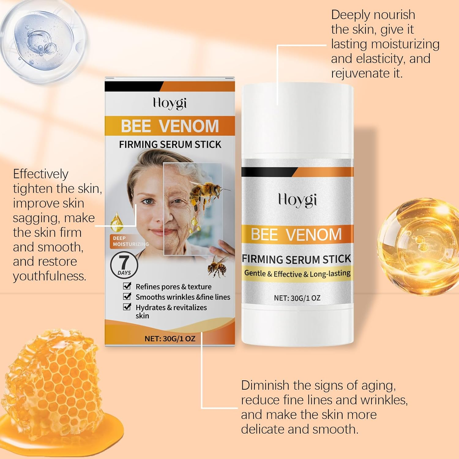 Botox Bee Venom Firming Serum Stick Cream Australia,Facial Skin Care Products,Anti-Wrinkle,Tighten and Lifts Moisturizer,Wrinkle Removal Cream for Face and Body image number 3