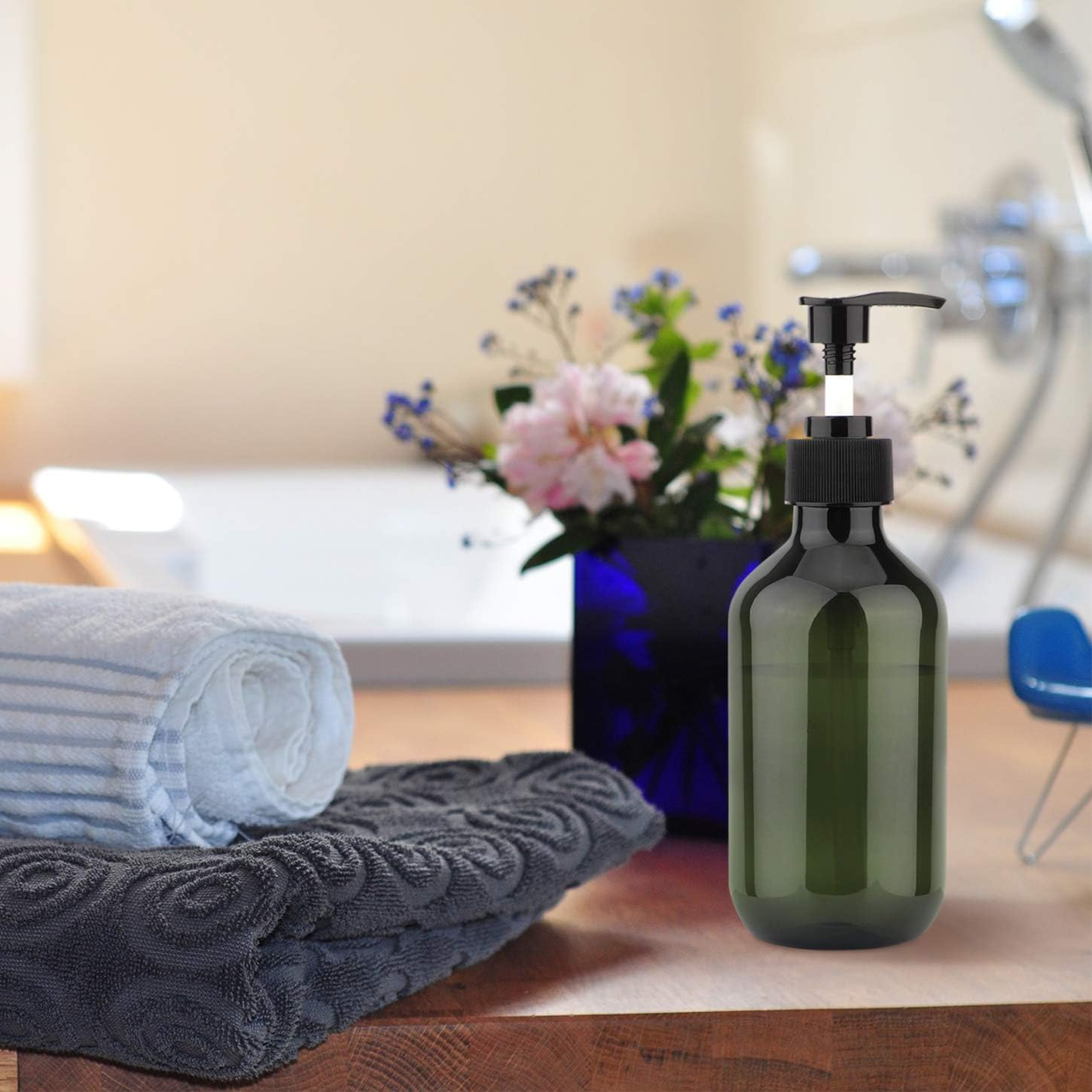 Sdoot Pump Bottle, 10Oz 300Ml Shampoo Pump Bottles Empty Lotion Bottles with Pump Dispenser, 2 Pack-Green image number 6