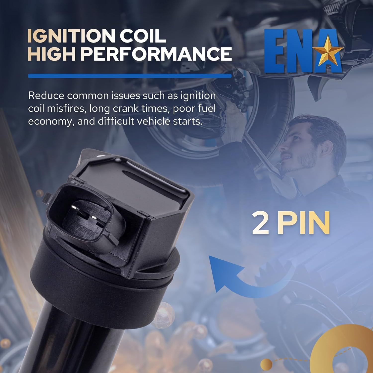 Pack of 4 Ignition Coils for 2011-2017 Hyundai - Elantra GT Coupe Tucson - 2014-2016 Kia Forte Soul 1.8L 2.0L 27300-2E000 273002E000 27301-2E000 273012E000 BLACK image number 1