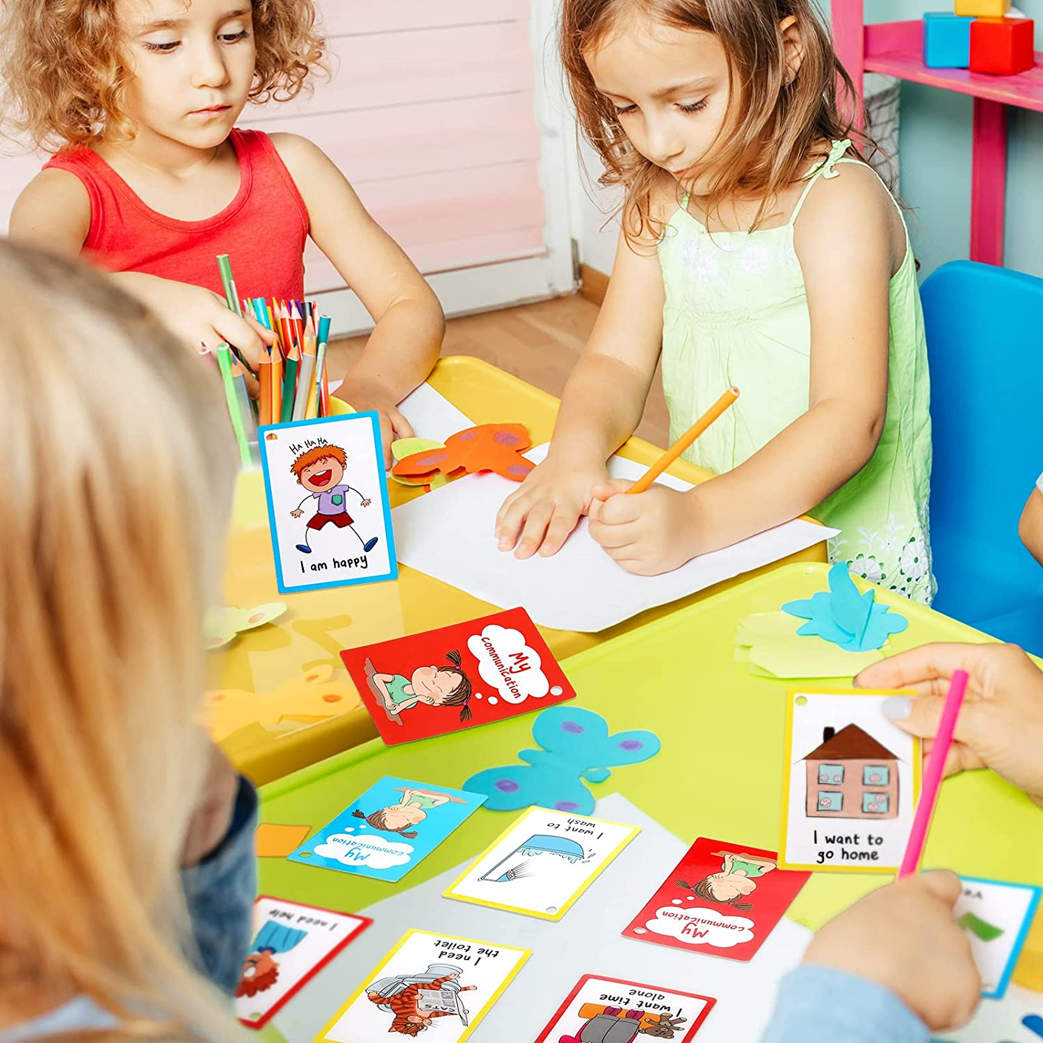 27 Autism Communication Cards Visual Aid Nonverbal Communication Board Speech Delay Feelings Emotions Flash Cards Autism Special Needs Cue Cards Language Learning Toys for Kids Children Adults image number 2