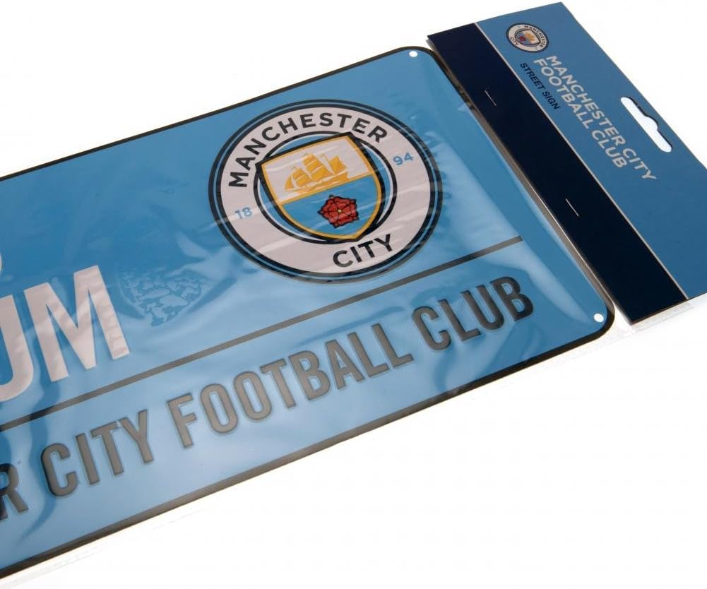 Manchester City FC Official Football Coloured Metal Street Sign (UK Size: One Size) (Light Blue/White) image number 2