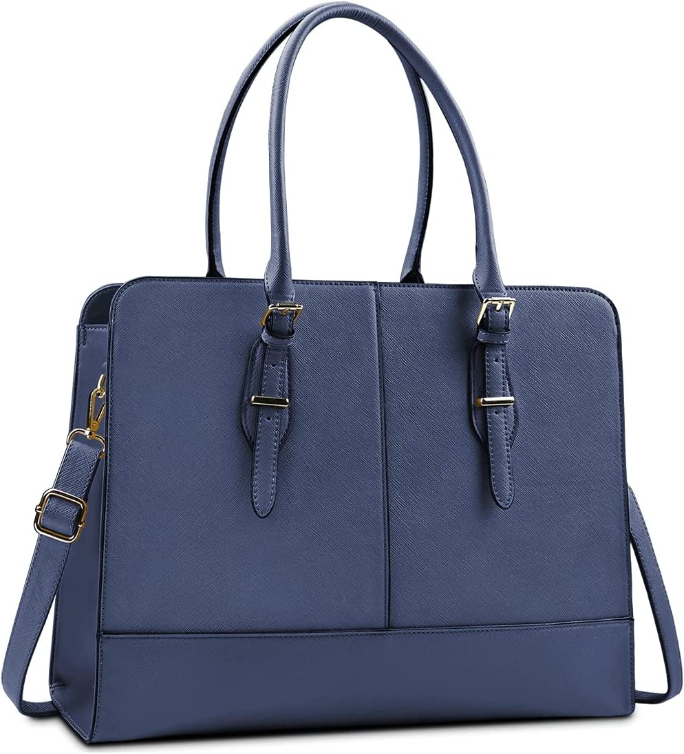 Laptop Bag for Women Leather Work Tote 15.6 Inch Laptop for Computer Bag Waterproof Business Office Professional Large Capacity Handbag Shoulder Bag