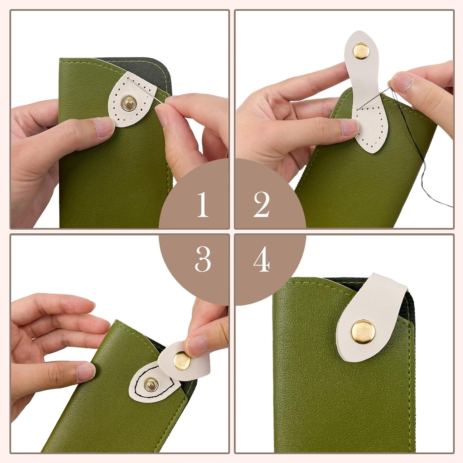 15 PCS Leather Snap Buckles Button Closures Sew on Leather Purse Hardware for Bag Making Snap Buttons for Leather Fasteners (Colorful) image number 6