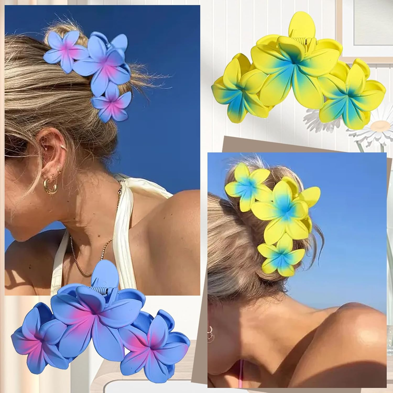 Whaleo Set of 8 Flower Hair Clips, Flower Hair Clips, Hair Clips, Flower Hair Clips, Elegant Hair Accessories for Women, Girls image number 6