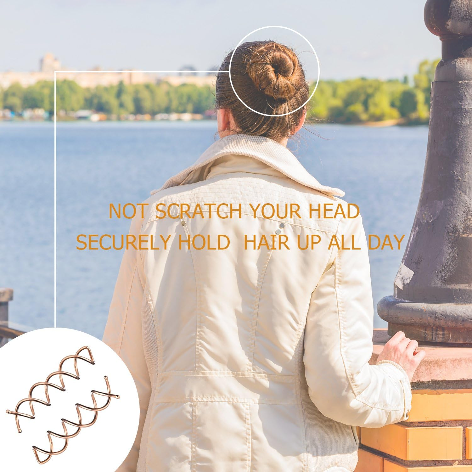 Spiral Hair Pin Spin Pin Spiral Hair Clip Spin Clip Bun Stick Pick for DIY Style 20 Pack (Rose Gold) image number 5