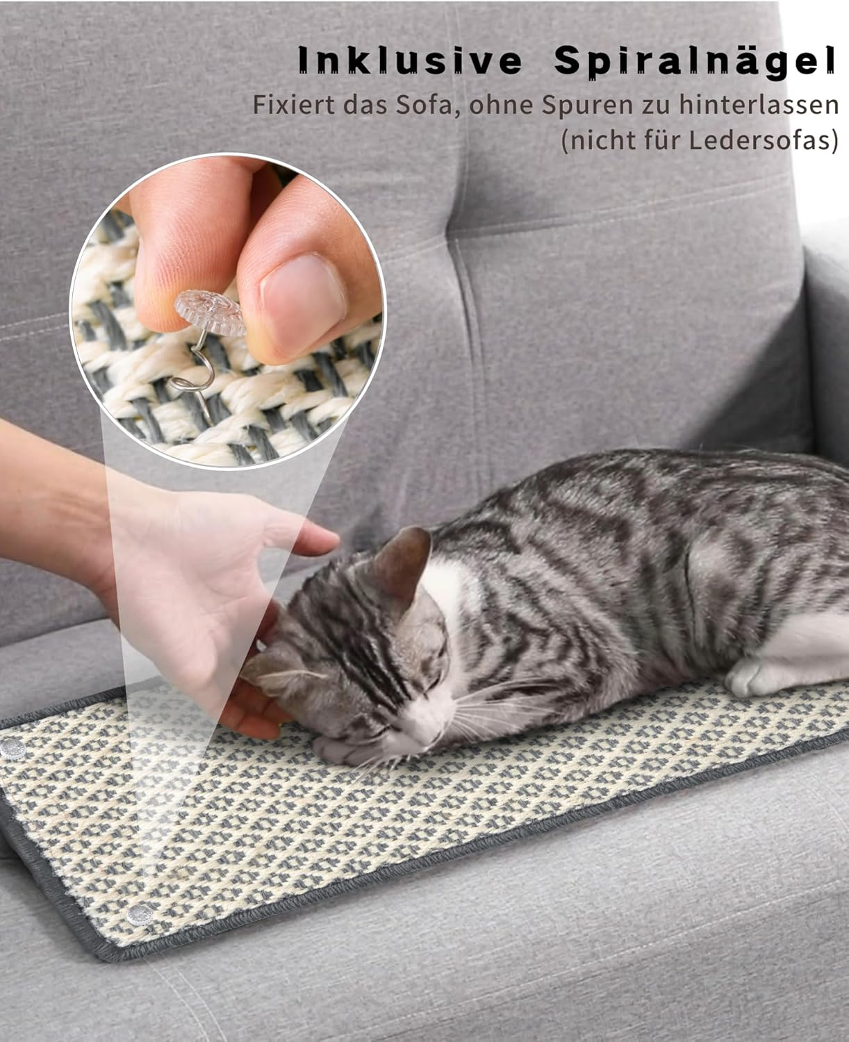 Janyoo Pack of 2 Cat Scratching Mat, Scratch Protection, Sisal Cat Scratching Mat, Cat Scratching Mat, Scratching Mat, Scratching Board, Wall for Protects Carpets and Sofas, 60 X 25 Cm (Grey)