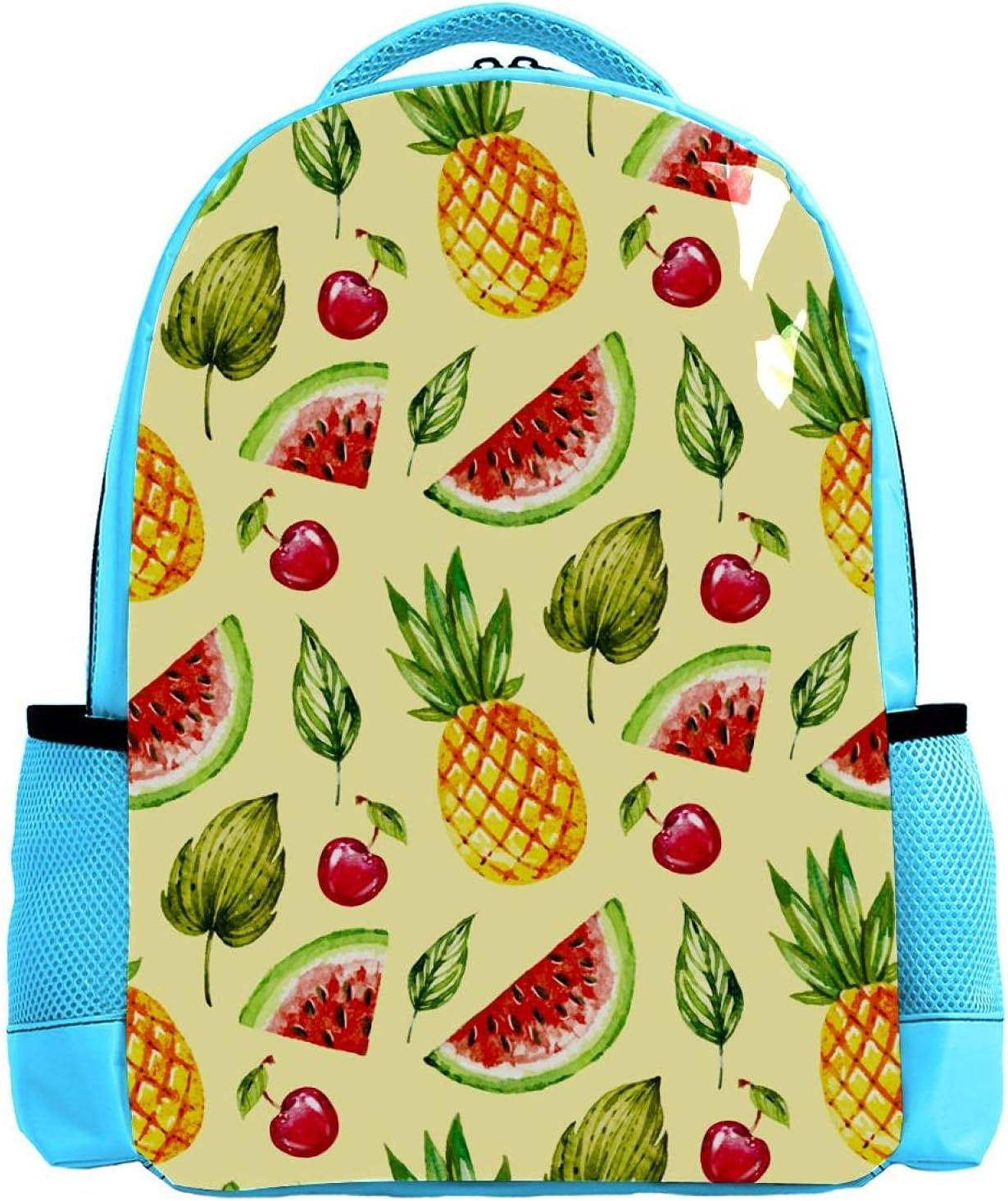 Blue Backpack Boy Bookbags Rucksack Men Travel Handbag Daypack Summer Fruit Watermelon Pineapple image number 2