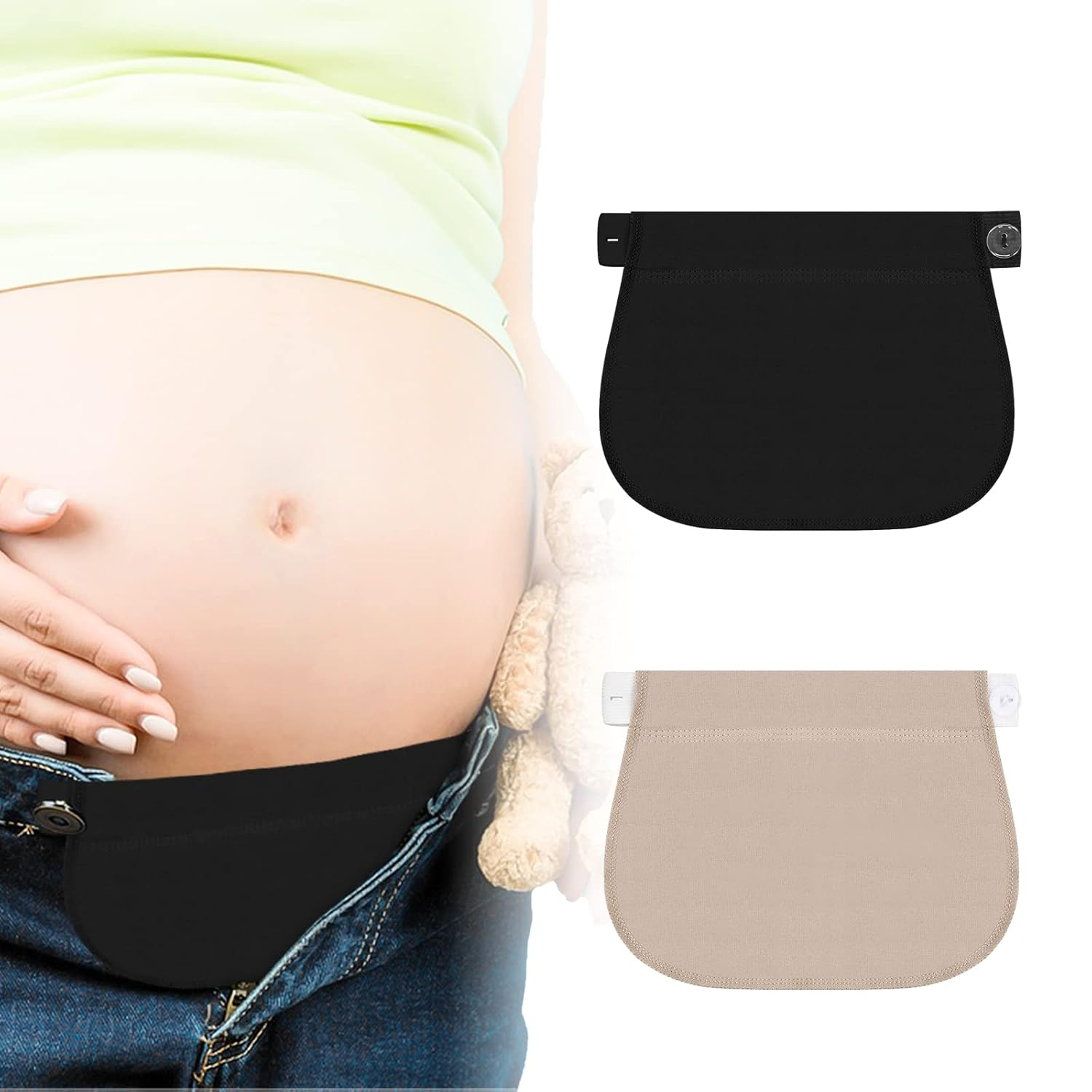 Waistband Extender 2 Pieces Maternity Pants Extender, Adjustable Elastic Waist, Elastic Maternity Pants Extender for Pregnant Woman, Adjustable Waist Extenders for Men or Women image number 5