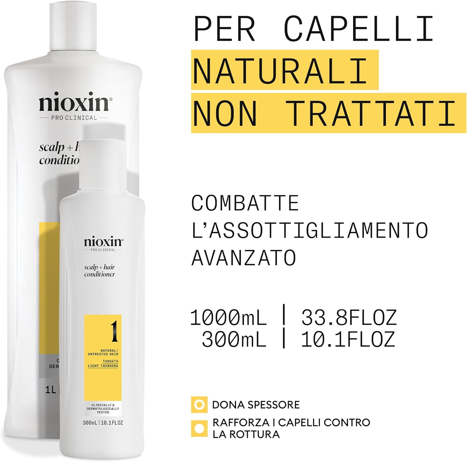 Nioxin System 1 Scalp plus Hair Thickening Conditioner for Natural Hair with Light Thinning, 1000 Ml