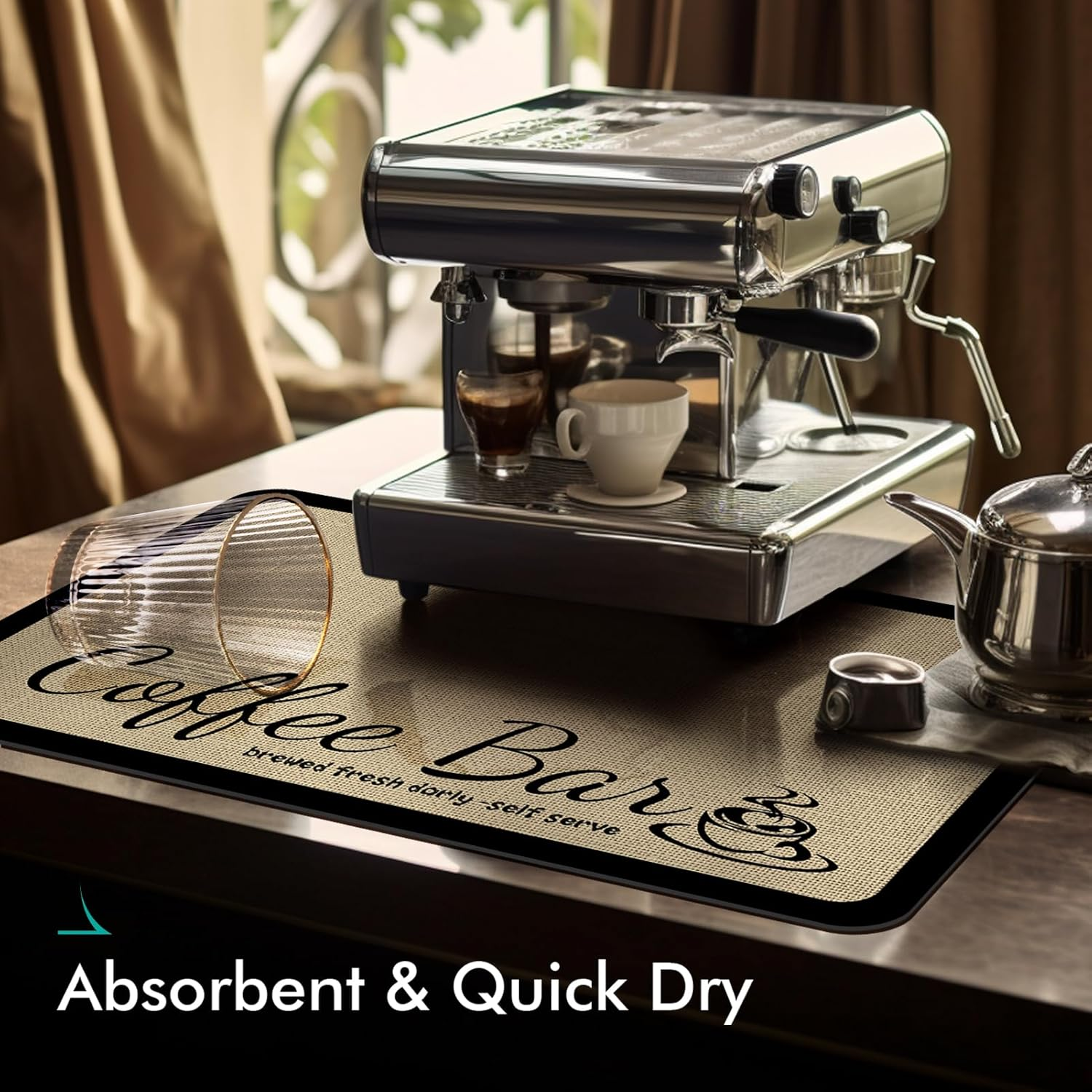 LIMNUO Coffee Mat Super Absorbent Dish Drying Mat Coffee Bar Accessories Match with Coffee Maker Coffee Machine Coffee Pot Large Drying Mats for Kitchen Counter (30X50Cm)