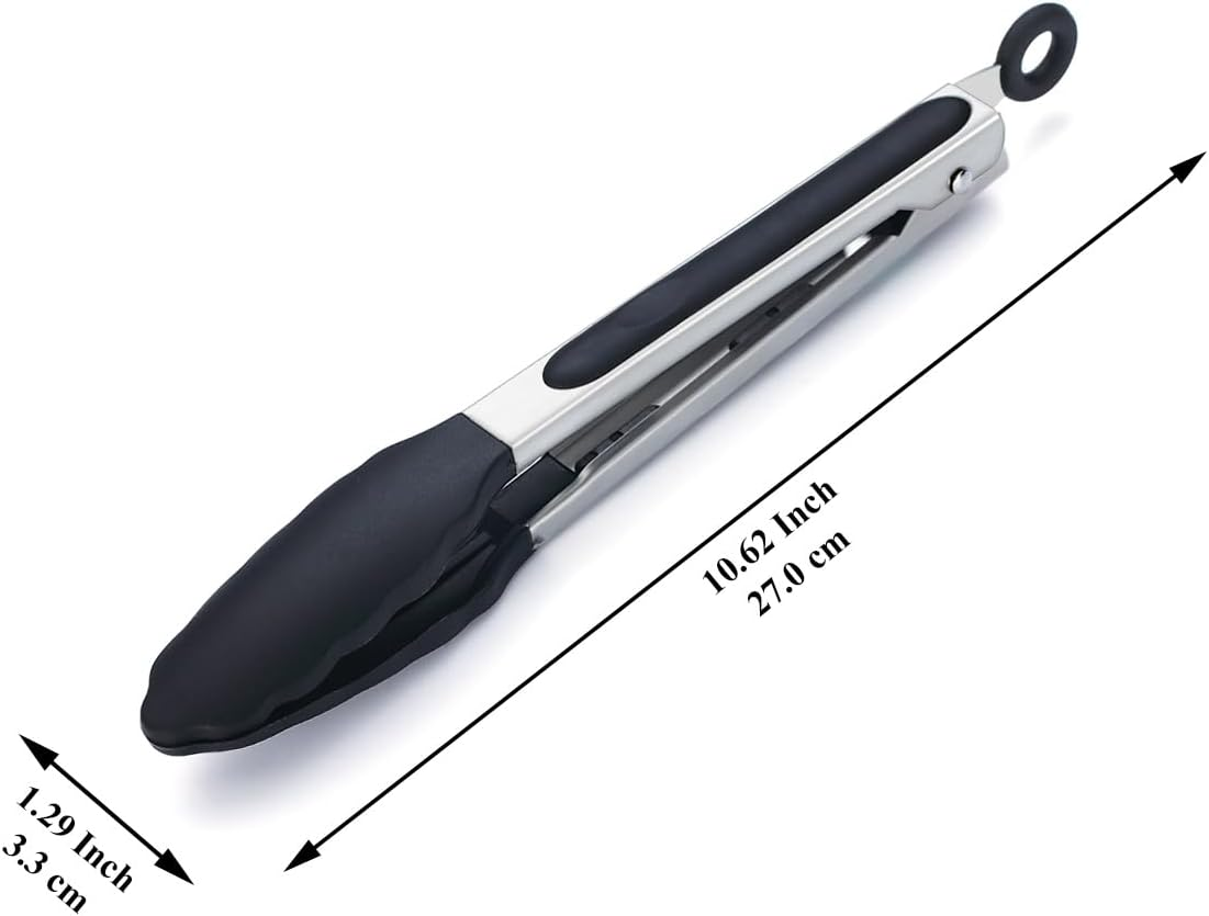 Premium Stainless Steel Locking Kitchen Tongs with Silicon Tips 23Cm/9", Berglander Heavy Duty Good Locking Food Tongs Non-Slip Grip Cooking Tong image number 3