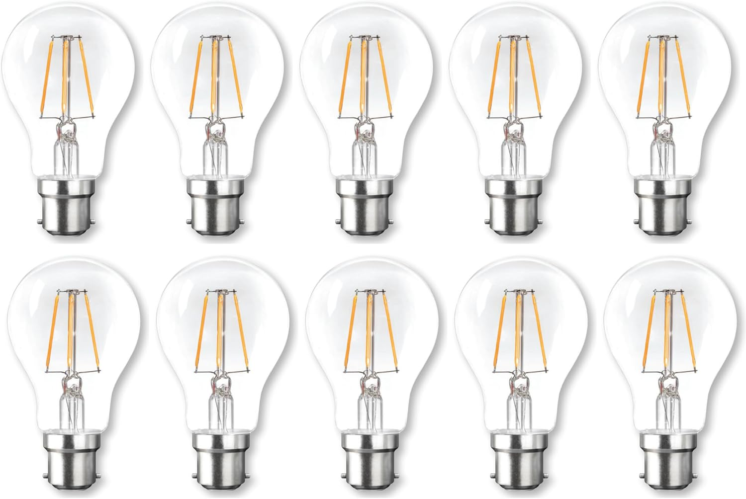 10 X 3.7W LED Filament Light Globes Bulbs B22 Bayonet BC 500Lm Warm White - HPM image number 1