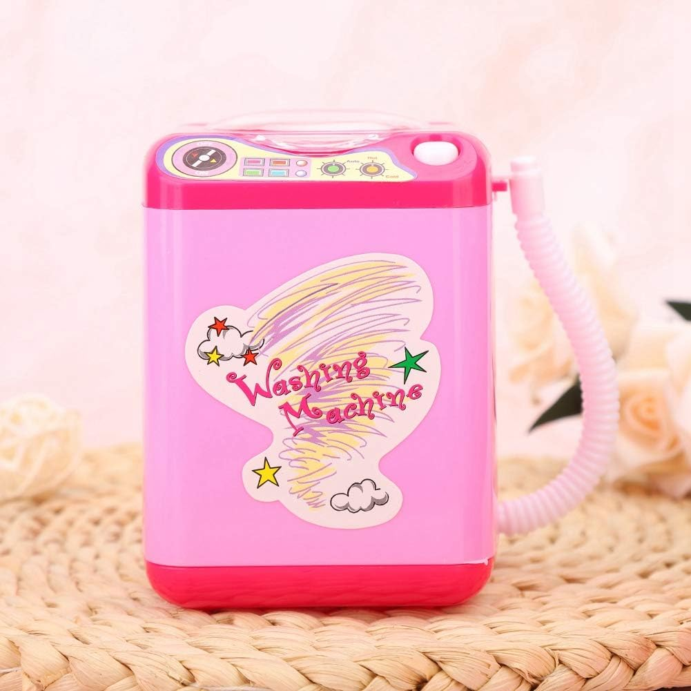 RIZGHWOY MINI ELECTRIC BRUSH WASHER with DEHYDRATION FUNCTION for MAKEAGE TOOL OPERATION of a Button, Rose Red 3.9 X 3.1 X 4.3In (Roseate)