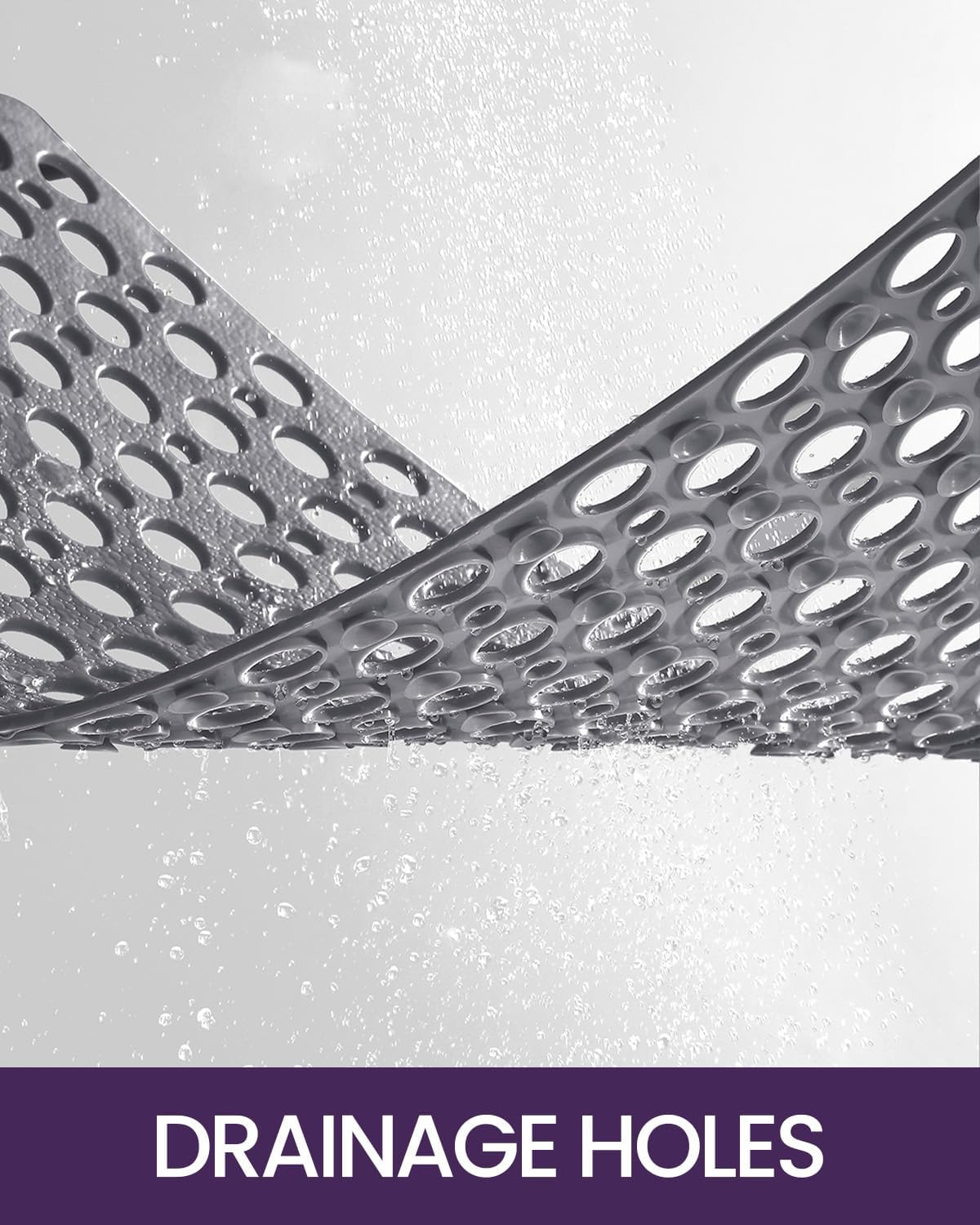 DEXI Shower Bathtub Mat Non Slip 43 X 75 Cm, Soft Bath Floor Mats for Tub with Suction Cups and Drain Holes, Machine Washable, Bathroom Accessories, Grey image number 5