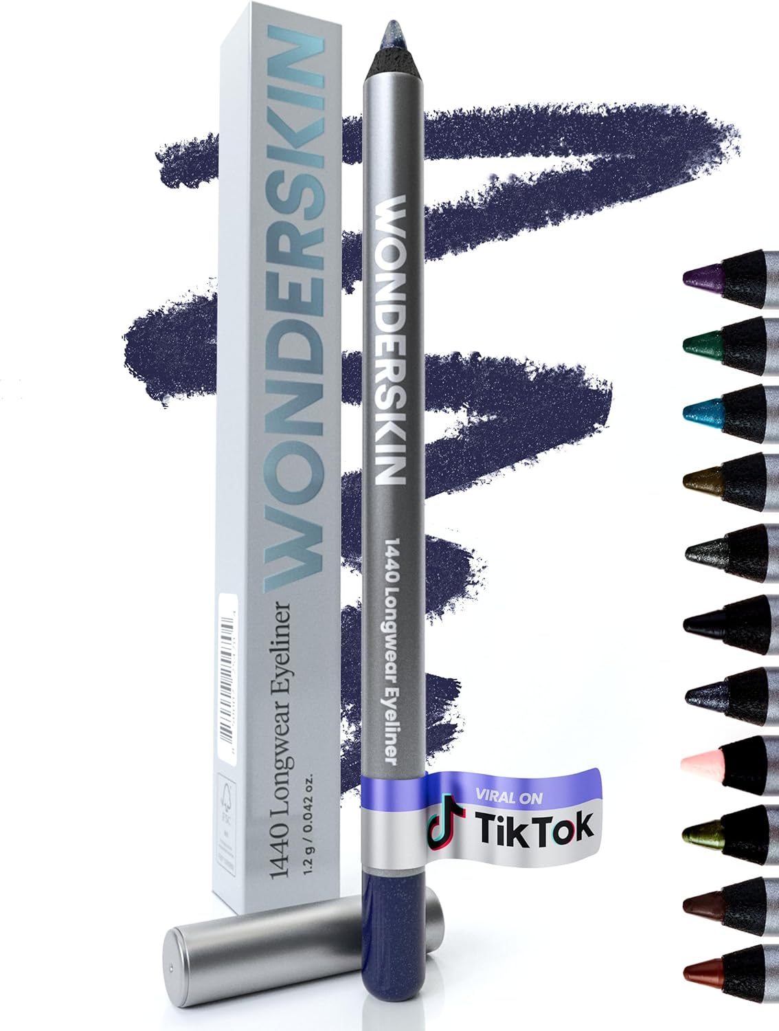 Wonderskin Eyeliner Pencil, 1440 Longwear Purple Eyeliner Pencil - Waterproof, Sharpenable & Smudge Proof (Blueberry)