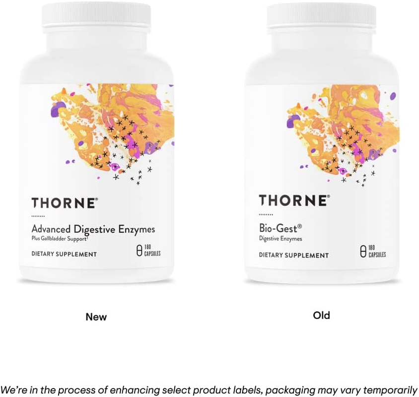Thorne Advanced Digestive Enzymes (Formerly Bio-Gest) - Blend of Digestive Enzymes to Aid Digestion - Gut Health Support with Pepsin, Ox Bile, Pancreatin - 180 Capsules - 90 Servings