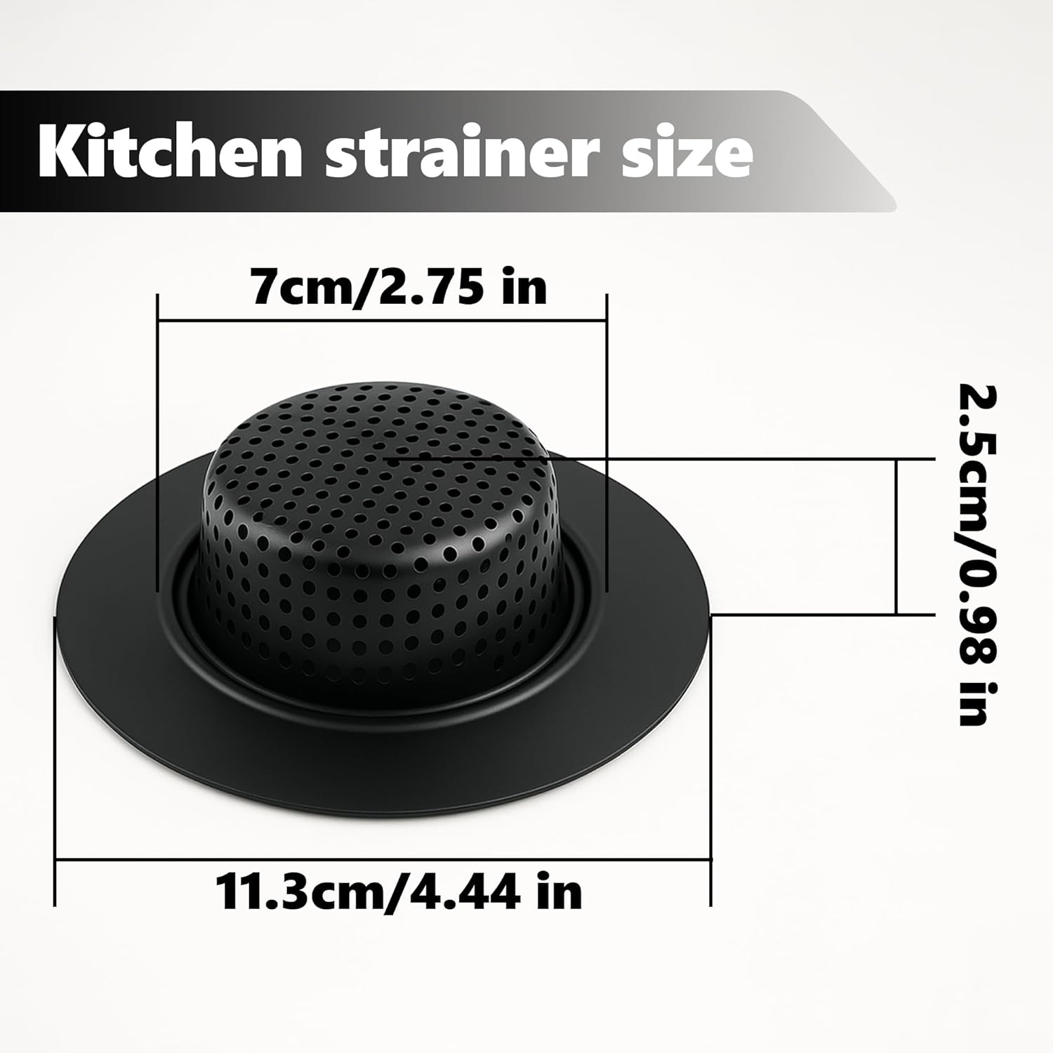 2 Pack Kitchen Sink Strainer - 11.3Cm Wide Rim Stainless Steel Drain Catcher - Fits 7Cm Drain Hole (Standard AU Sinks) - Anti-Clog Food Waste Filter & Rustproof (Matte Black) - Matte Black image number 6
