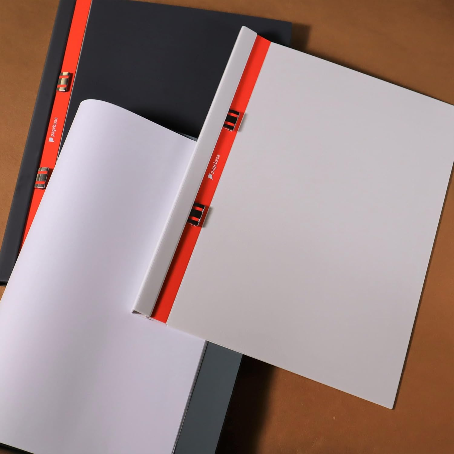 Slidenote Pagebase Slide Notebook, A4, Light Brown, 360&deg; Deployment, One-Touch, No Drilling Required, Folded, Copy Paper, Made in Japan image number 1