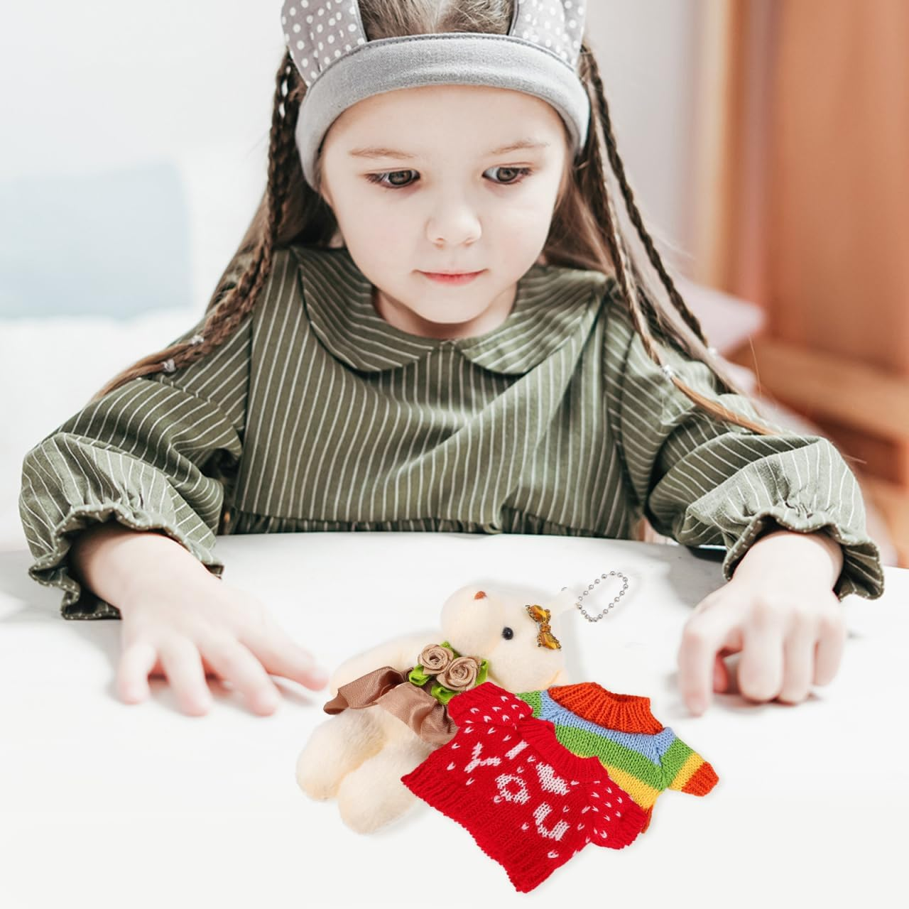 HEMOTON Figure Accessories 3Pcs Doll Sweater Set for Boys and Girls Stuffed Animal Clothes Bear Costumes Delicate Doll Decor Reusable image number 4